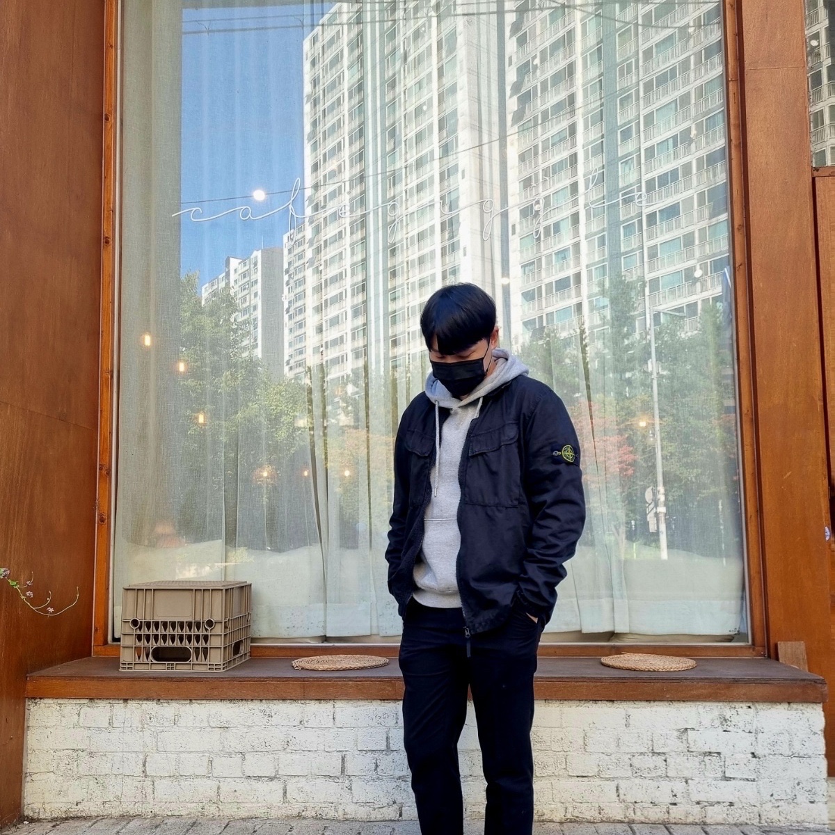 Stone Island 101WN Brushed Cotton Canvas T.CO+OLD Overshirt Black - 22FW 착용 스타일