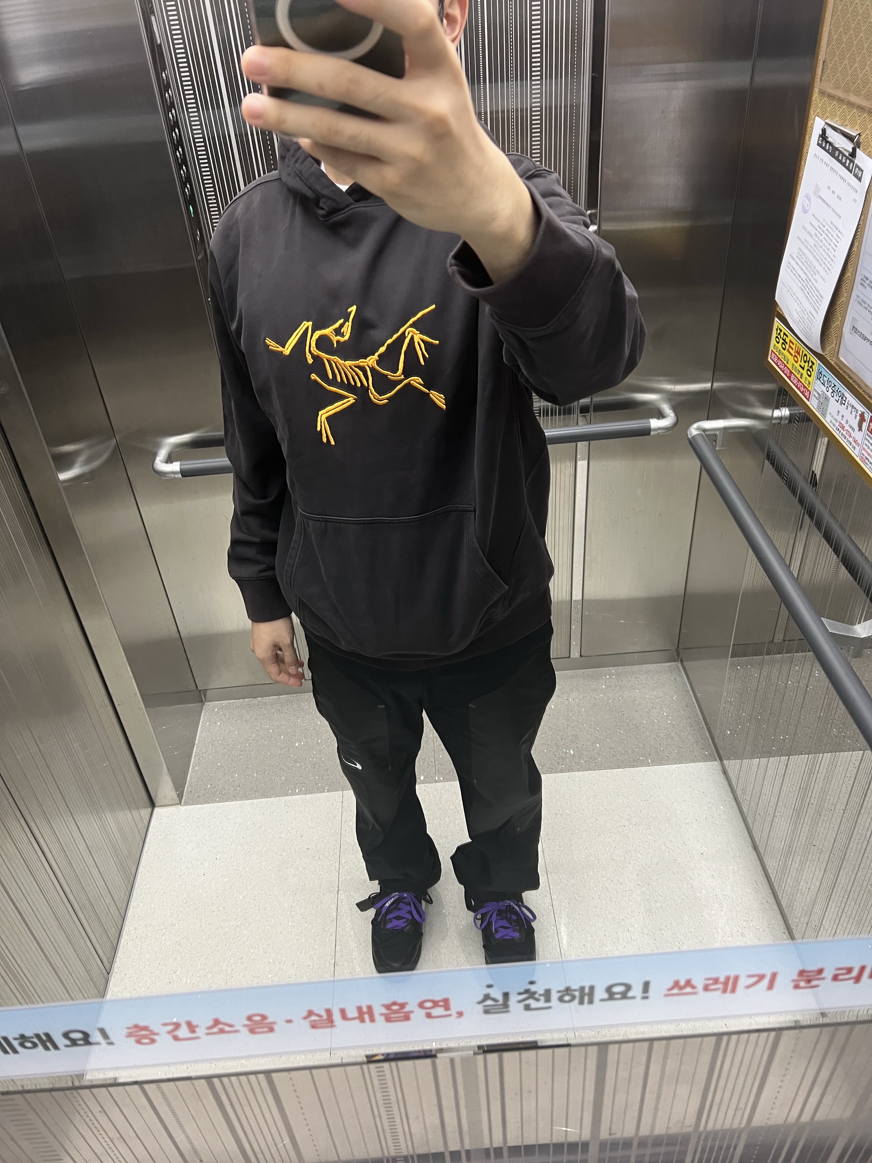 Palace x Arc'teryx Hood Black - 20FW, Nike x Off-White NRG Pants Black 착용 스타일