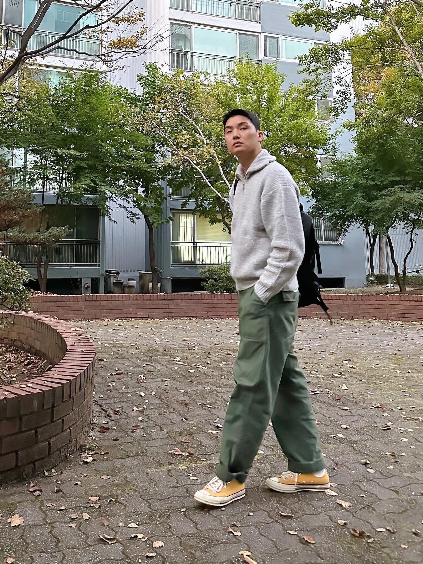 Orslow 5002 US Army Fatigue Pants Green 착용 스타일 - 3