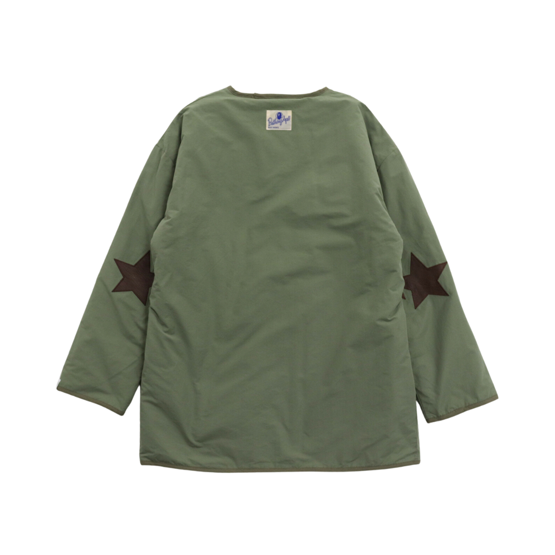 (W) BAPE Sta Leather Patch No Collar Jacket Army Green 상세 이미지 2