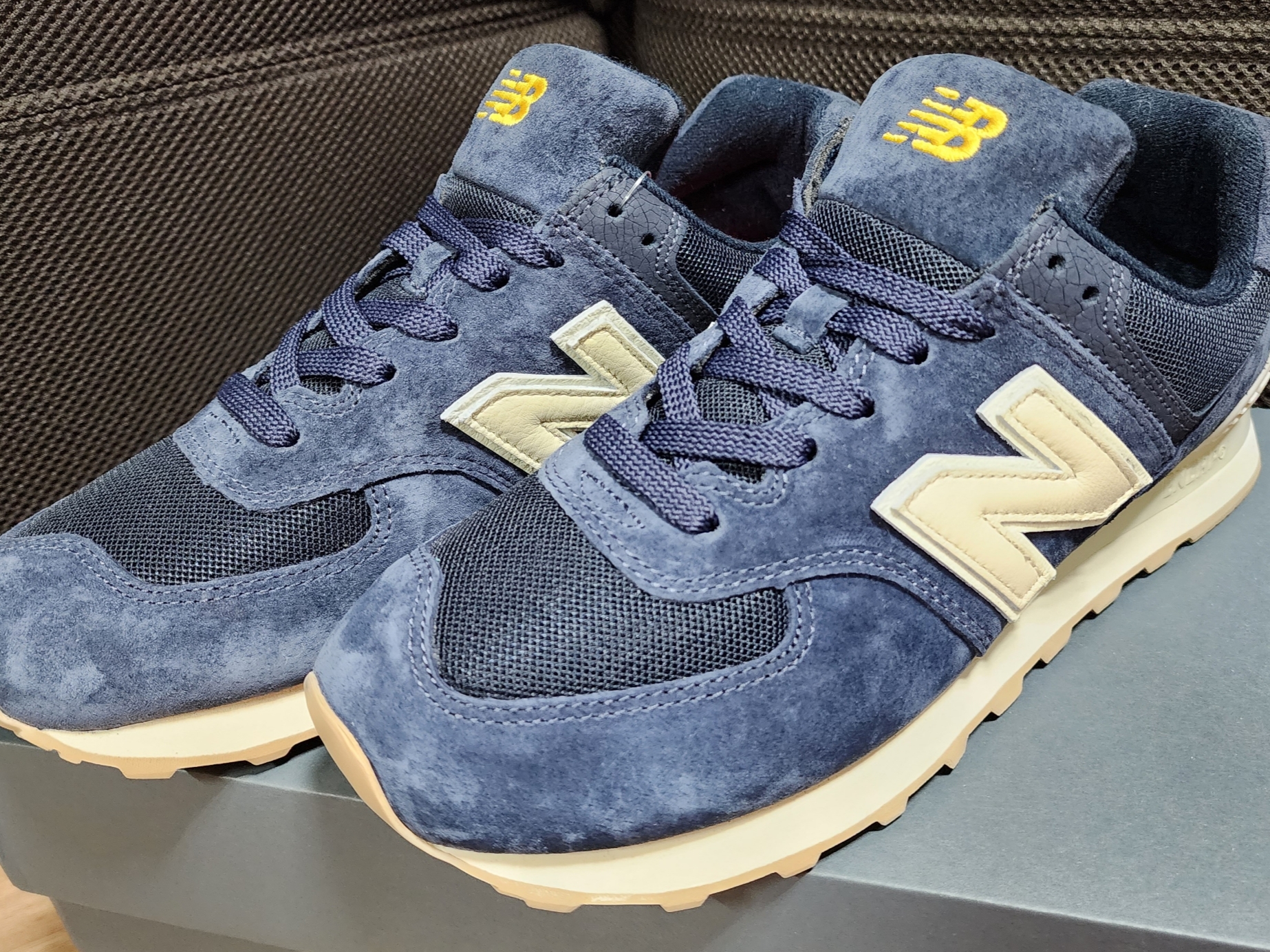 New Balance x Recto 574 Faded Navy Classic, New Balance 574 Legacy Grey 착용 스타일 - 2
