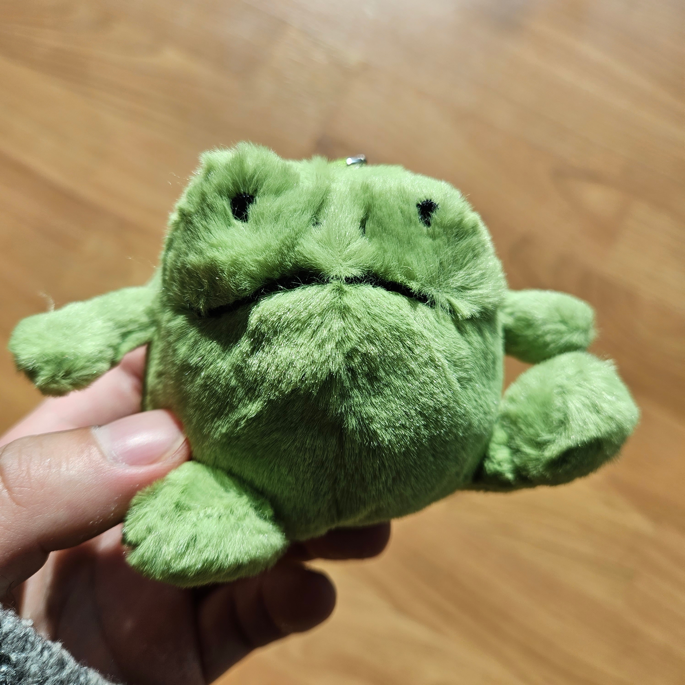 Jellycat Ricky Rain Frog Bag Charm Green 착용 스타일