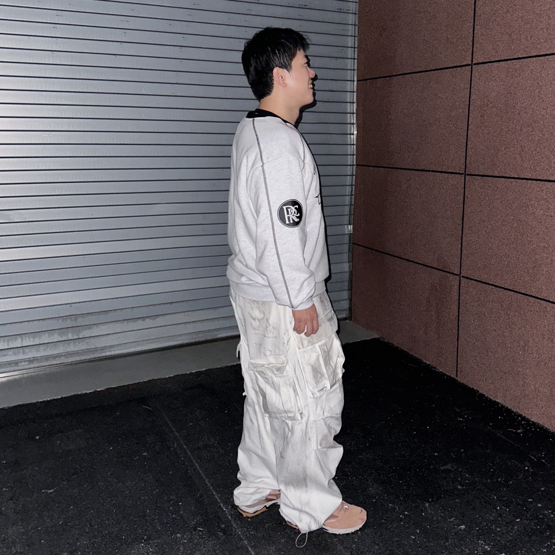 Nos Couleurs 01 Cargo Pants Dirty Washing 착용 스타일 - 4