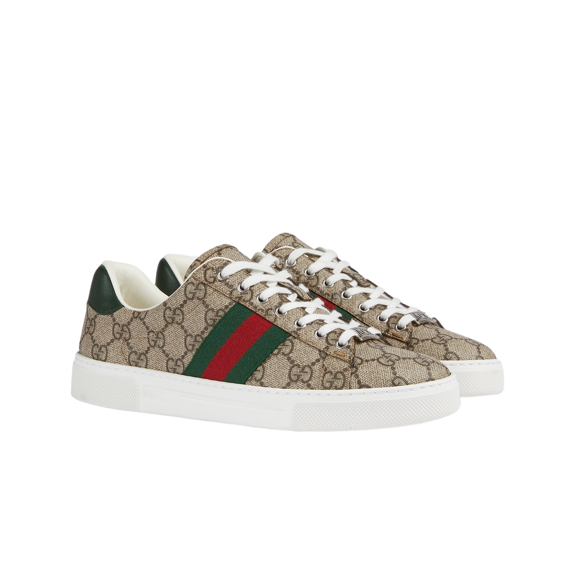 (W) 구찌 에이스 스니커즈 스퀘어 웹 베이지 에보니 슈프림((W) Gucci Ace Sneakers with Web Beige Ebony Supreme) - 2