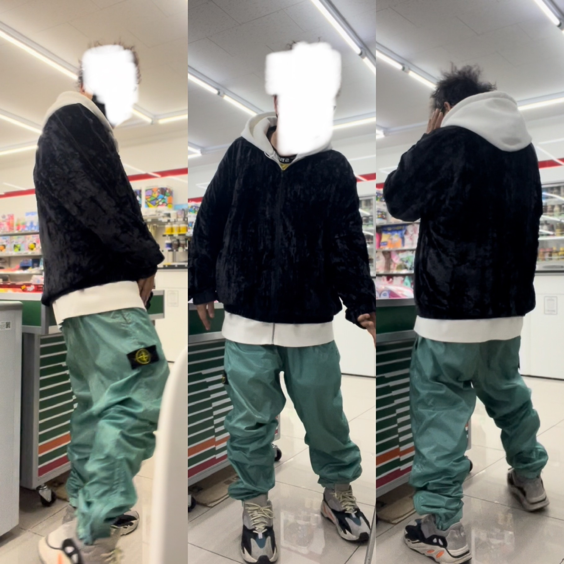 Supreme Crushed Velvet Track Jacket Black - 23FW 착용 스타일