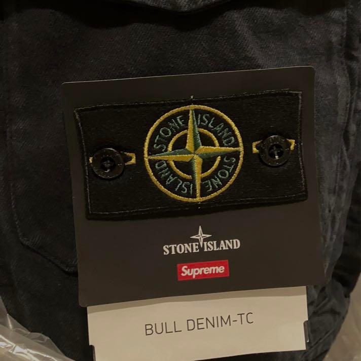 Supreme x Stone Island Denim Trucker Jacket Black - 23FW 착용 스타일 - 1
