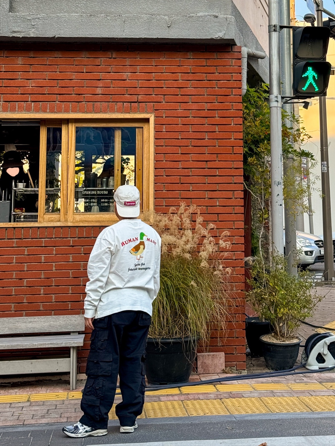 Human Made Graphic L/S T-Shirt #3 White, Nike x Peaceminusone Wide Pants Black (DR0096-010) 착용 스타일