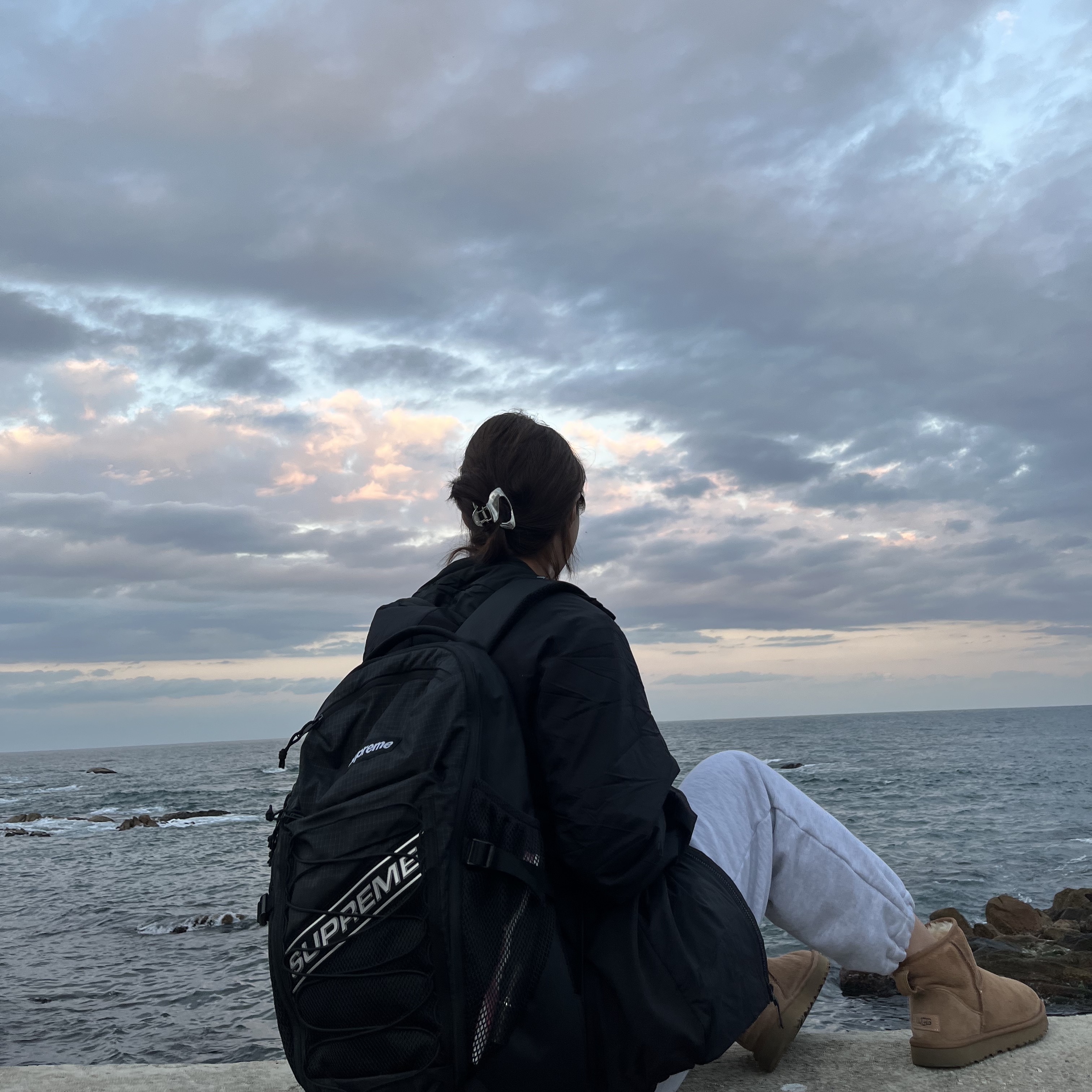 Supreme Backpack Black - 23FW, (W) UGG Classic Mini II Boots Chestnut 착용 스타일