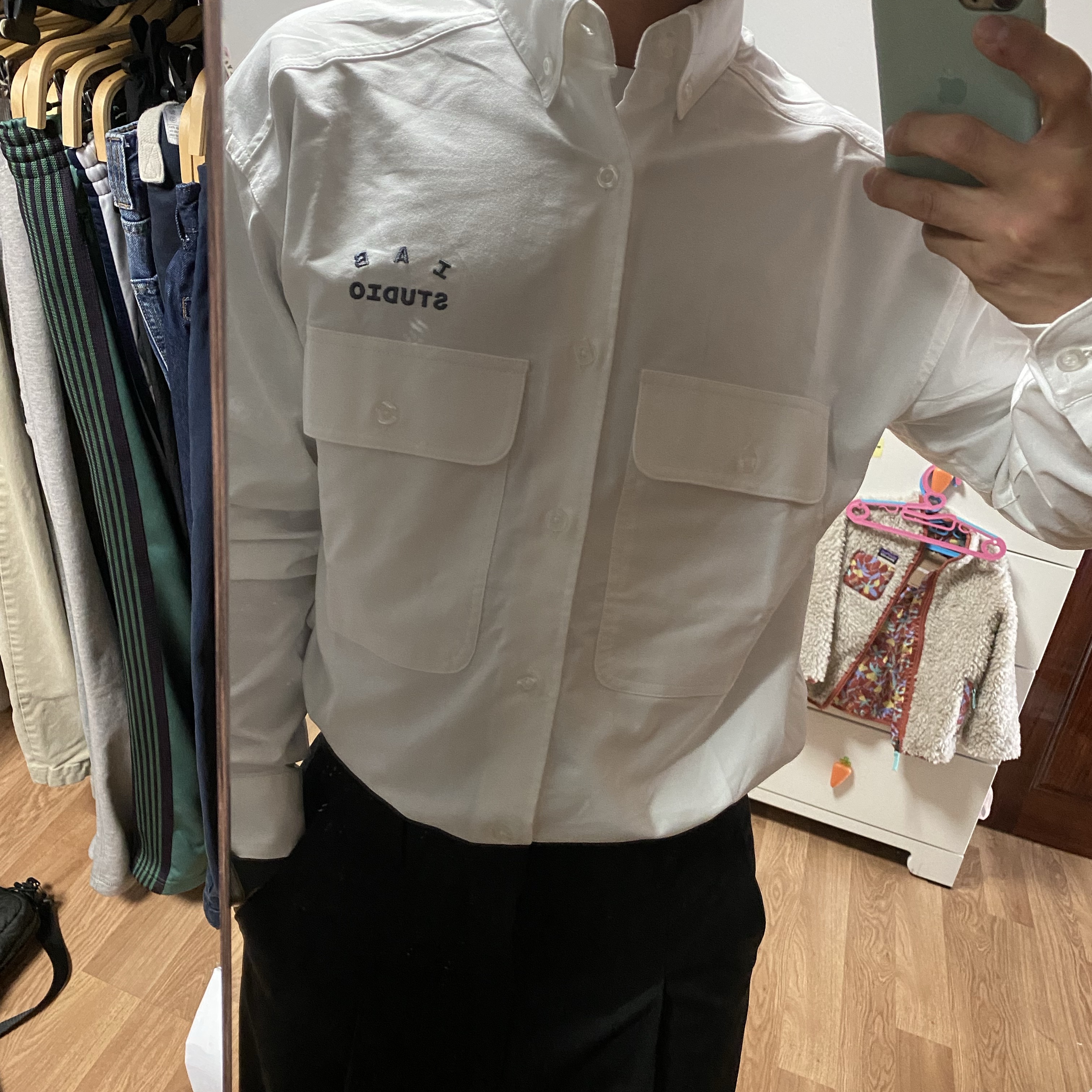Zara x Ader Error Oversize Blazer Black, IAB Studio Work Shirt White - 23FW 착용 스타일 - 3