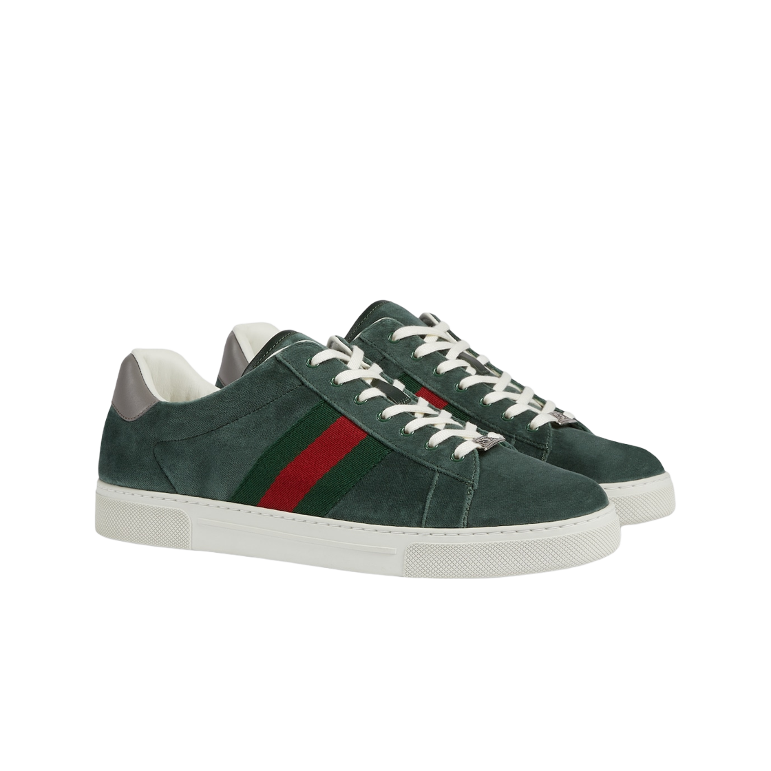 구찌 에이스 스니커즈 스퀘어 웹 그린 벨벳(Gucci Ace Sneakers with Web Green Velvet) - 2