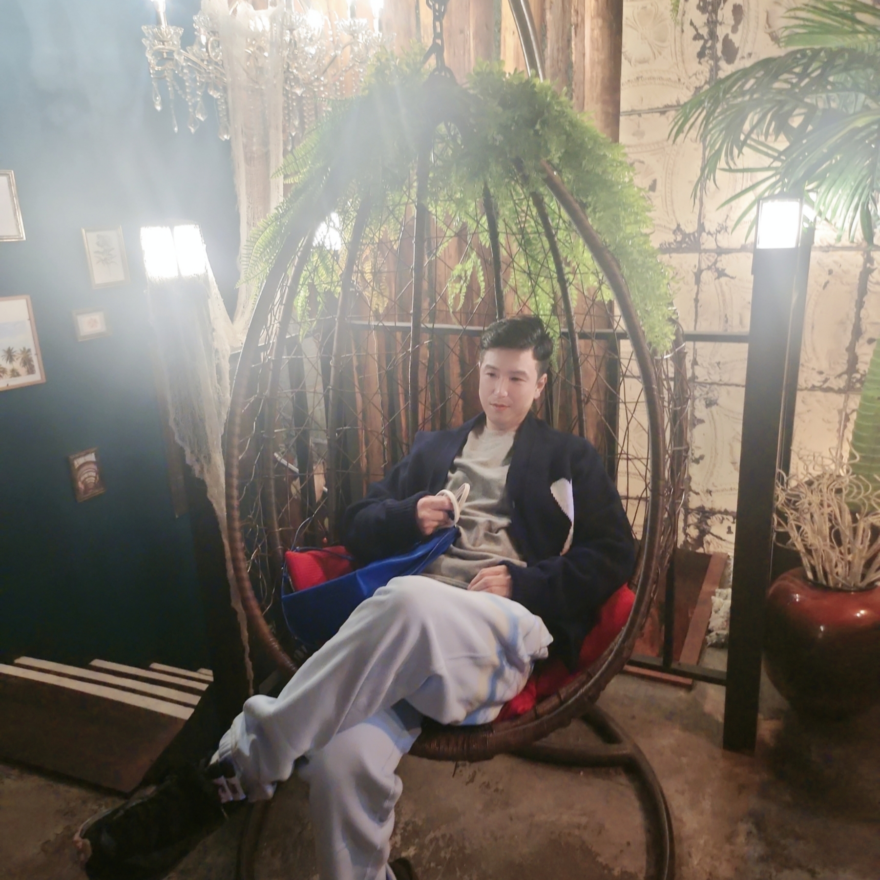 Nike NRG Solo Swoosh Fleece Pants Celestine Blue - US/EU, AMI de Coeur Oversize Intarsia Cardigan Nautic Blue White 착용 스타일