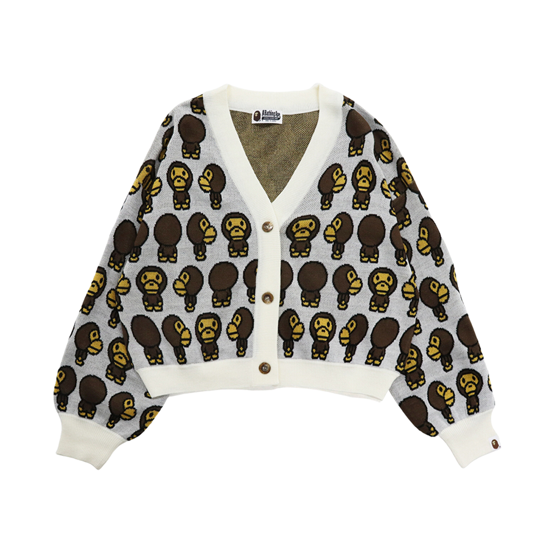 (W) BAPE Milo Knit Cropped Cardigan White 상세 이미지 1