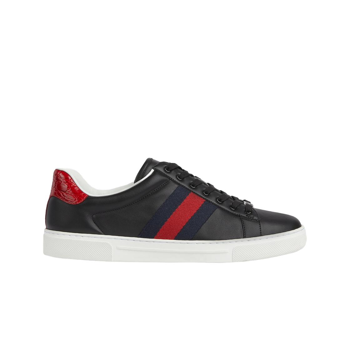 757892-AACAG-1096 Gucci Ace Sneakers with Web Black Leather