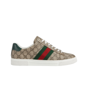 Gucci Ace Sneakers with Web Beige Ebony GG Supreme