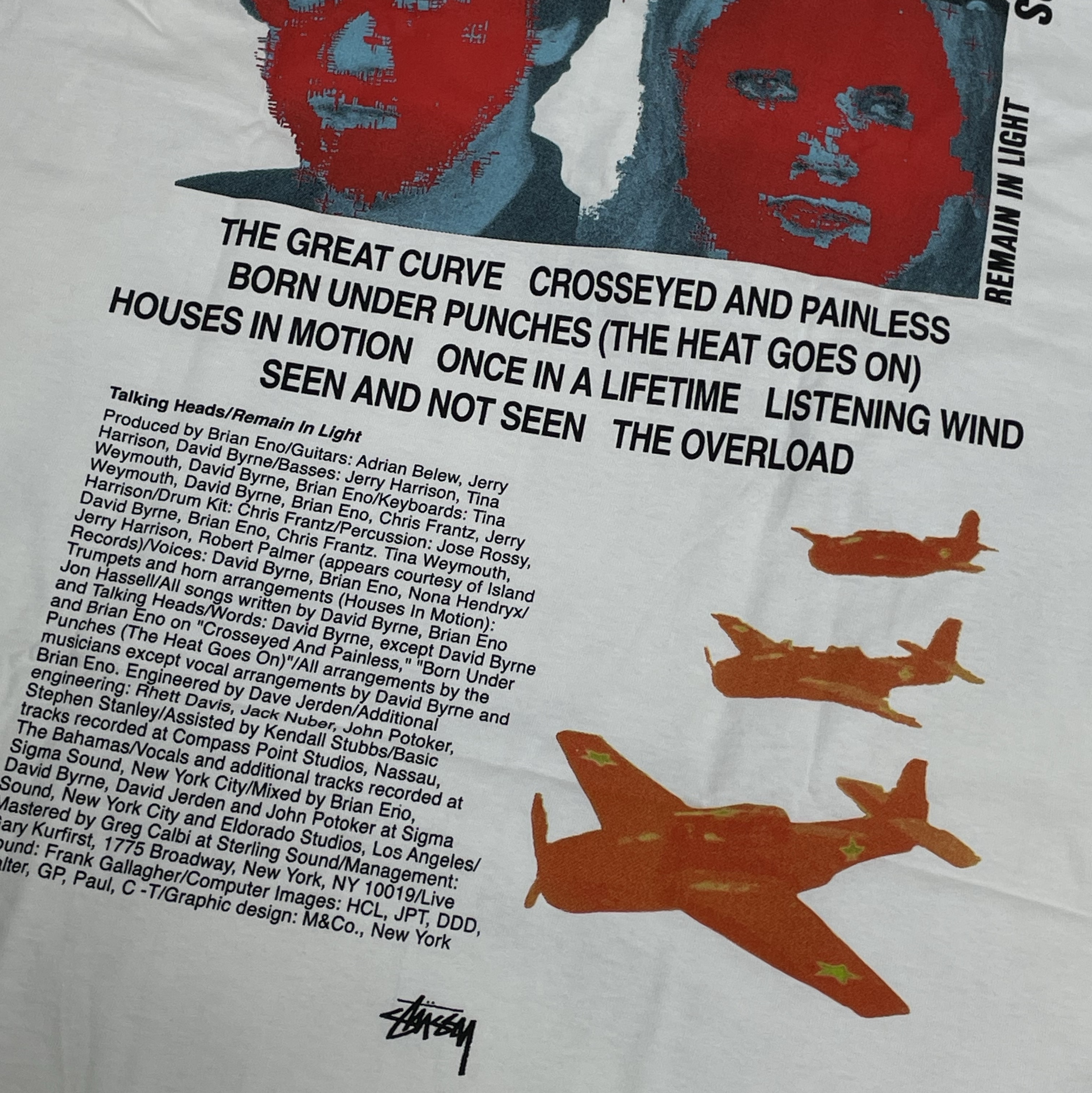 Stussy x Talking Heads Stop Remain in Light T-Shirt White 착용 스타일 - 2