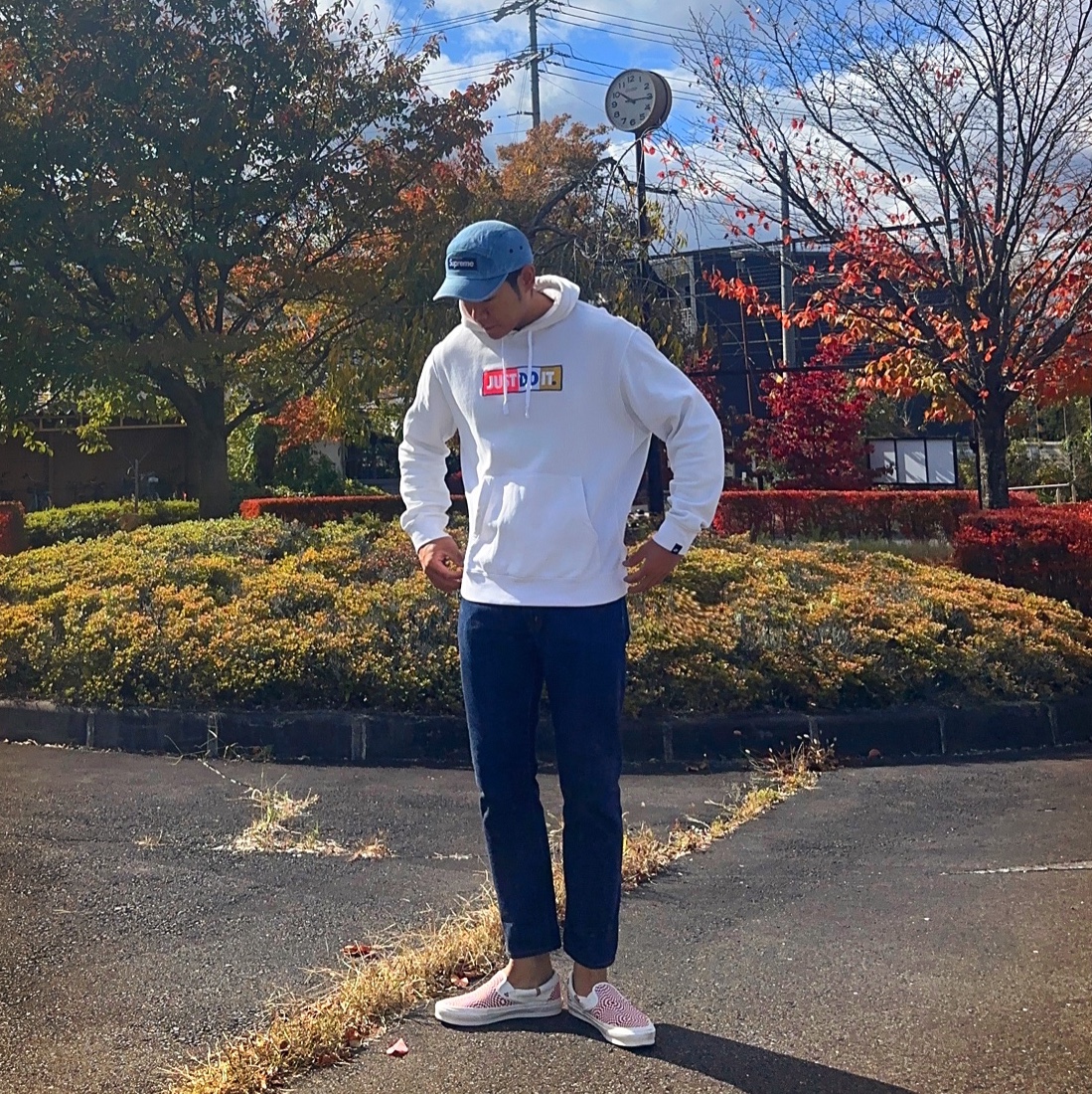 Supreme Washed Chino Twill Camp Cap Denim - 23FW, Orslow 107 Ivy Fit Jeans One Wash 착용 스타일