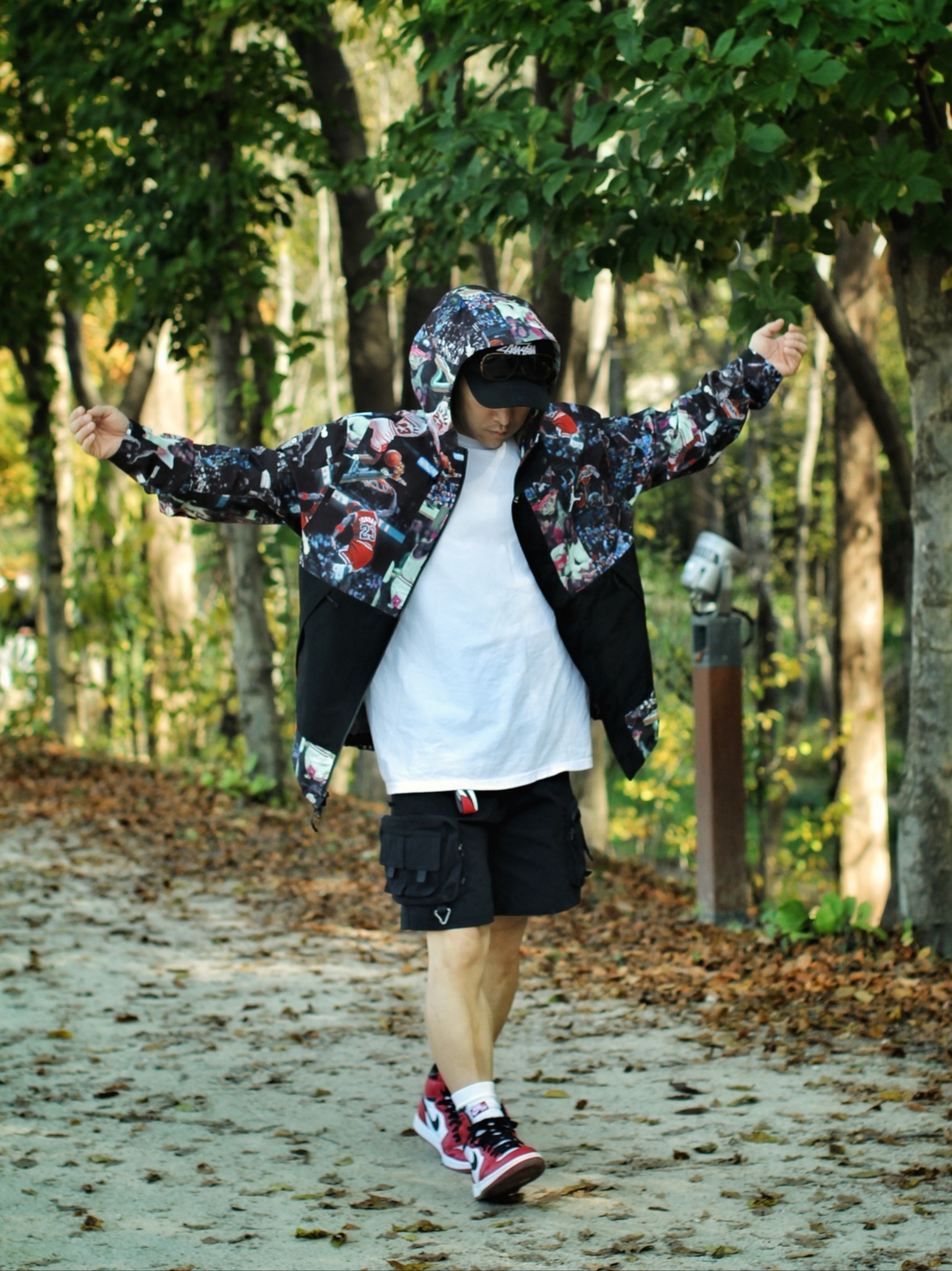 Jordan Flight  Heritage Jacket Black, Nike ACG Cargo Shorts Black - Asia 착용 스타일 - 2