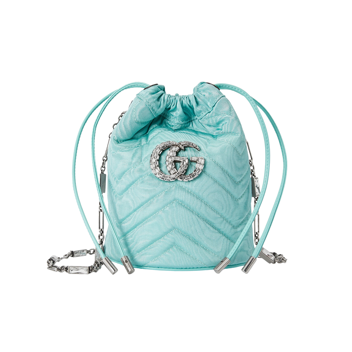 Gucci GG Marmont Bucket Bag Light Blue Moire Fabric 상세 이미지 1