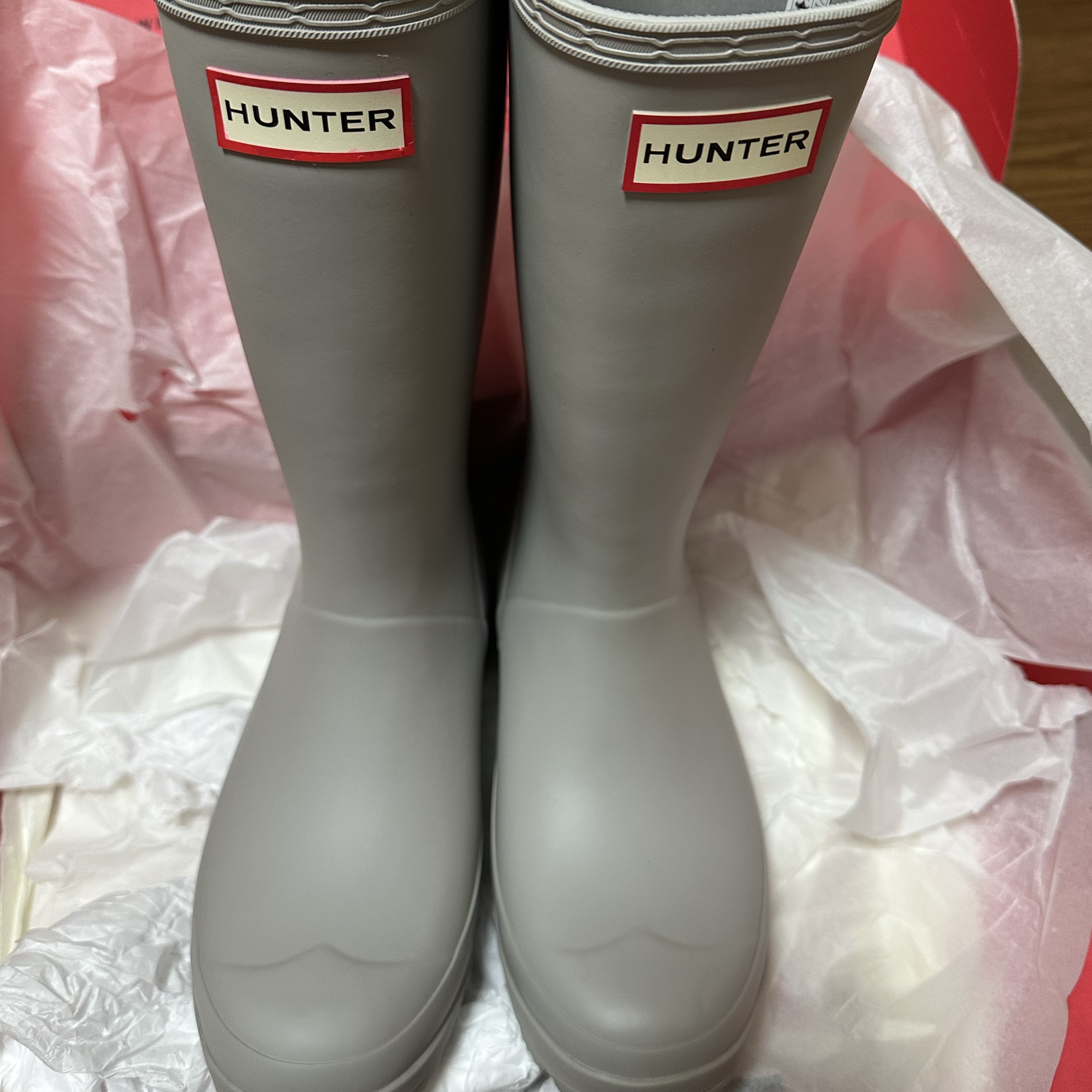(W) Hunter Play Tall Wellington Rain Boots Zinc Grey 착용 스타일 - 4