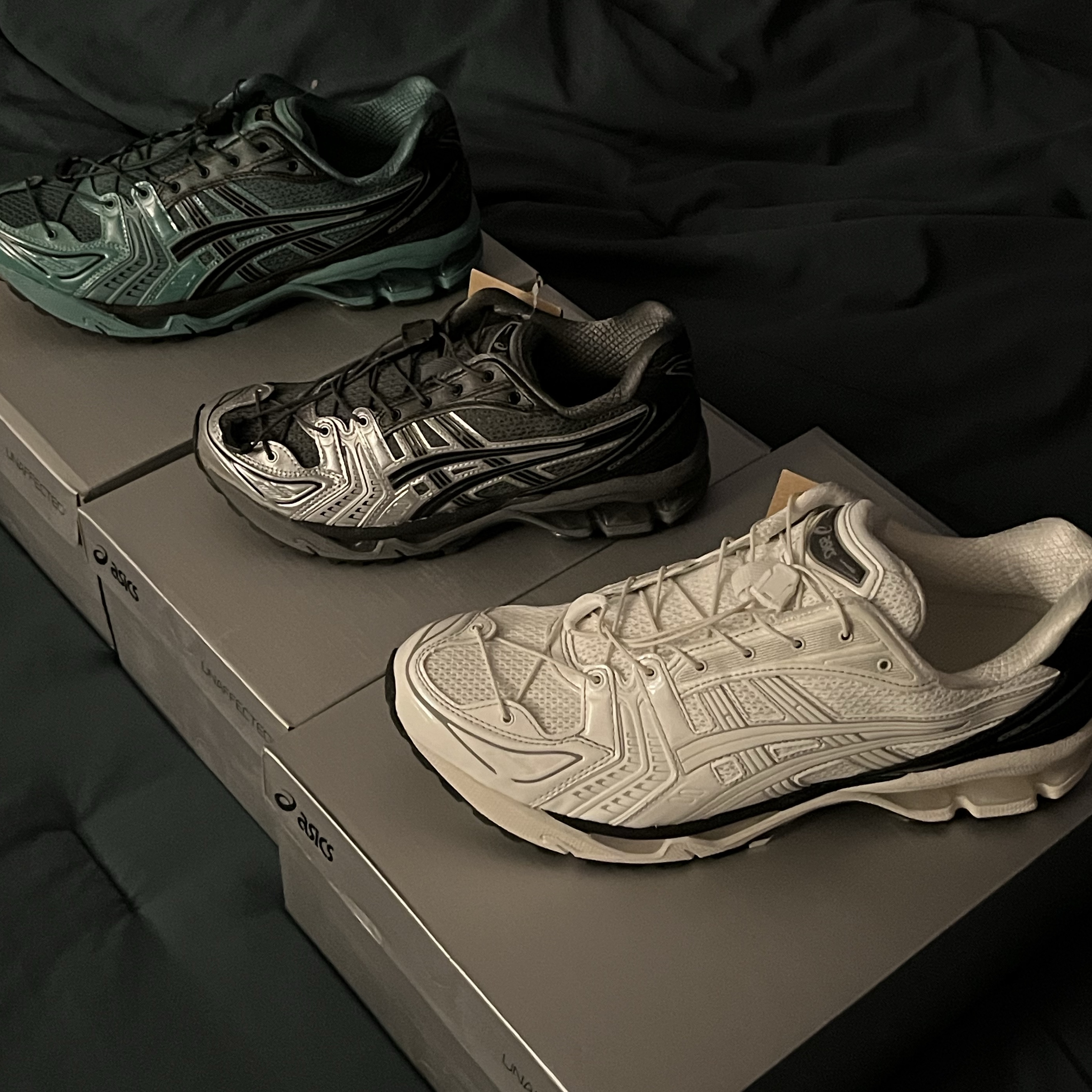 Asics x Unaffected Gel-Kayano 14 Uranus Green, Asics x Unaffected Gel-Kayano 14 Silver Moon 착용 스타일