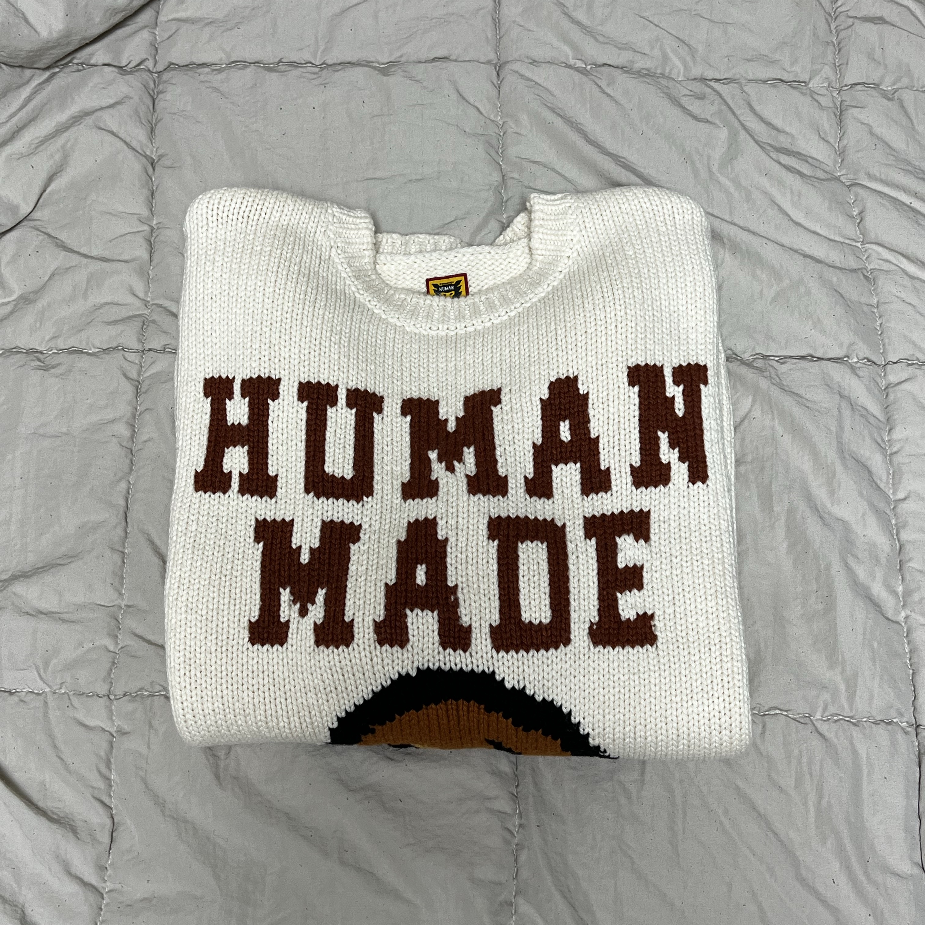 Human Made Dachs Knit Sweater White 착용 스타일 - 3