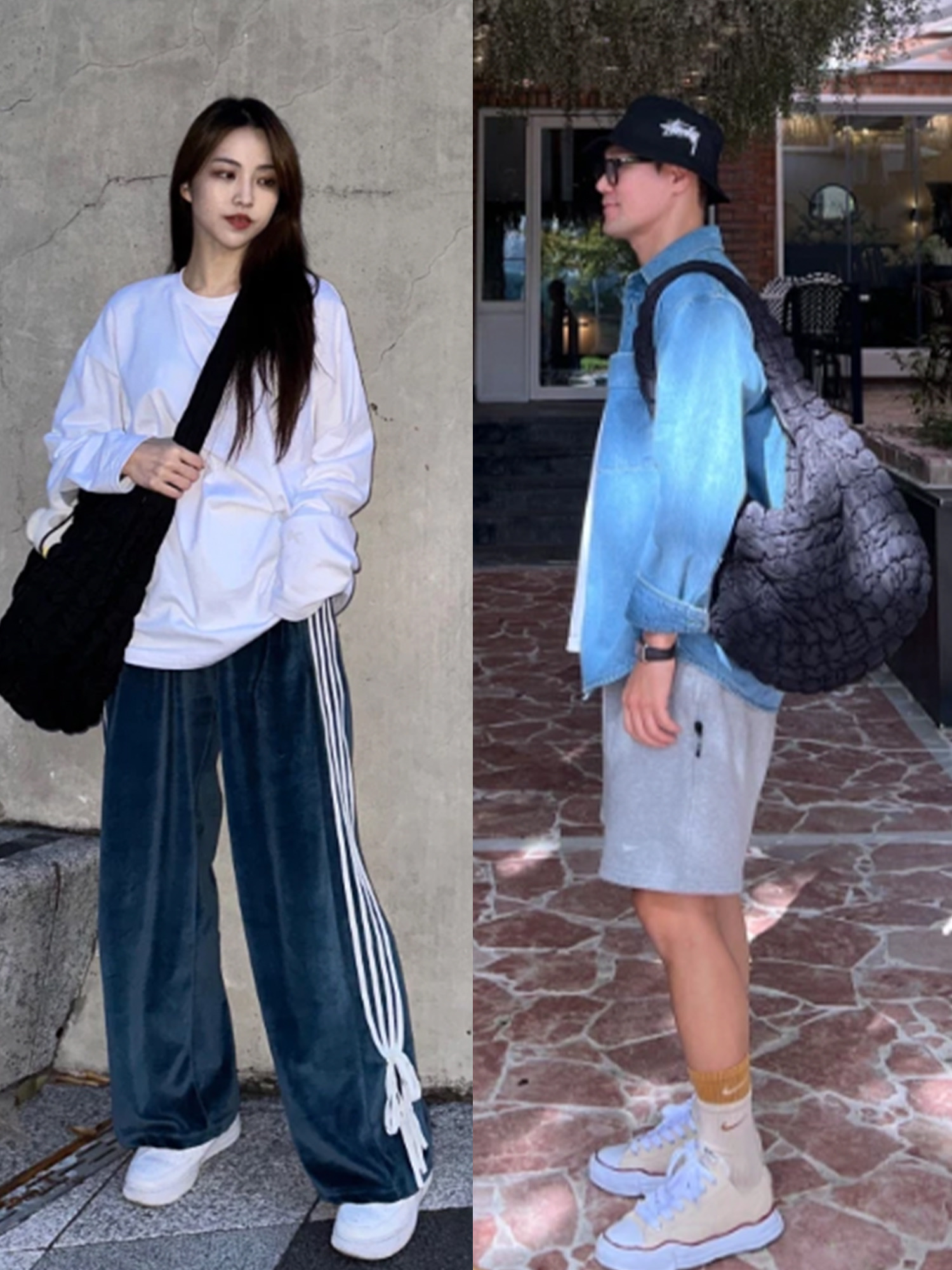 COS Quilted Oversized Shoulder Bag Black, COS Quilted Oversized Shoulder Bag Off White Light Beige 착용 스타일 - 2