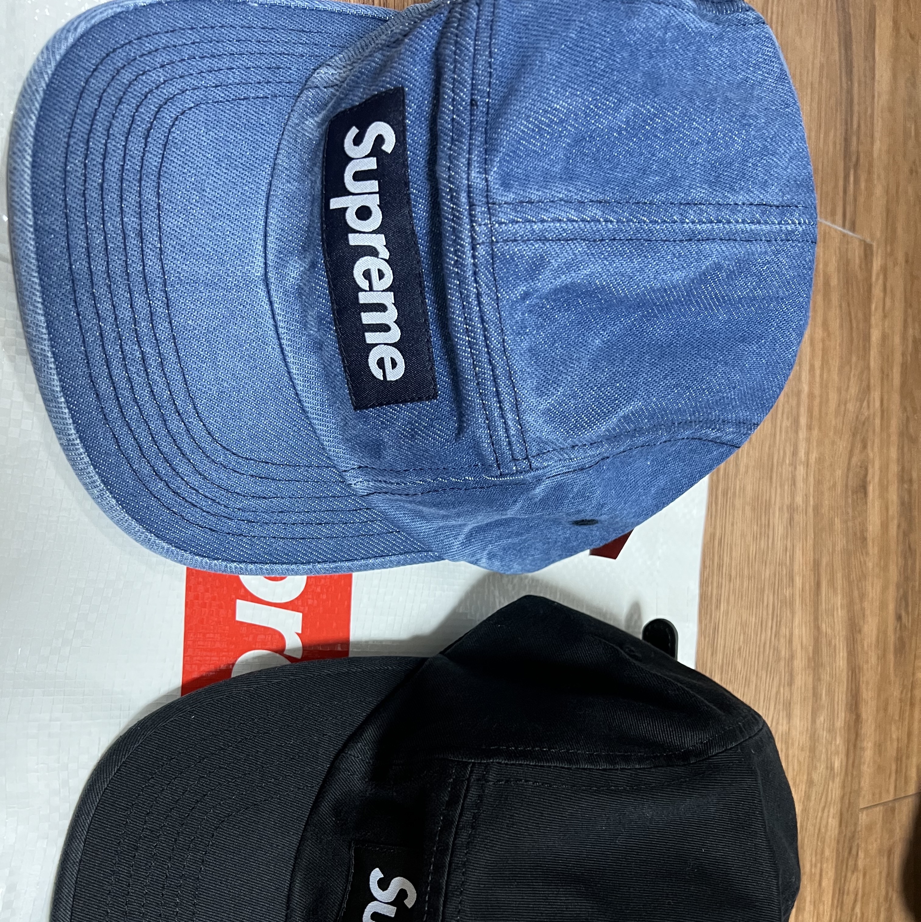 Supreme Washed Chino Twill Camp Cap Denim - 23FW 착용 스타일
