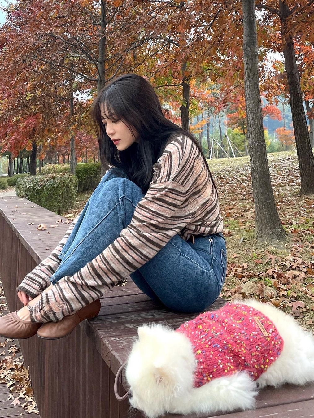 Millo Women Textured Stripe Knit Vintage Pink, Millo Women Textured Stripe Knit Black Gray 착용 스타일 - 2