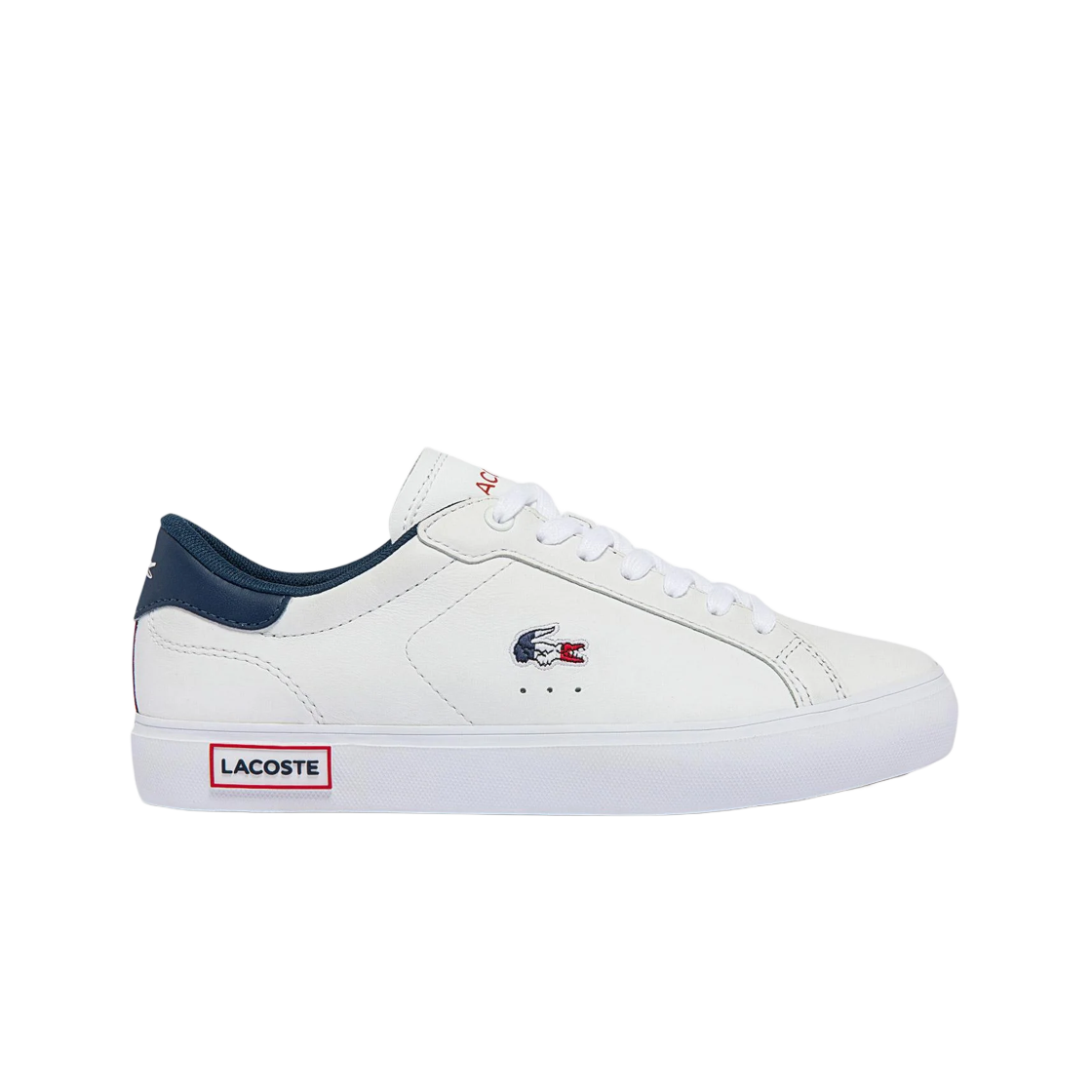 (W) 라코스테 파워코트 TRI 레더 트레이너 화이트((W) Lacoste Powercourt TRI Leather Trainers White)