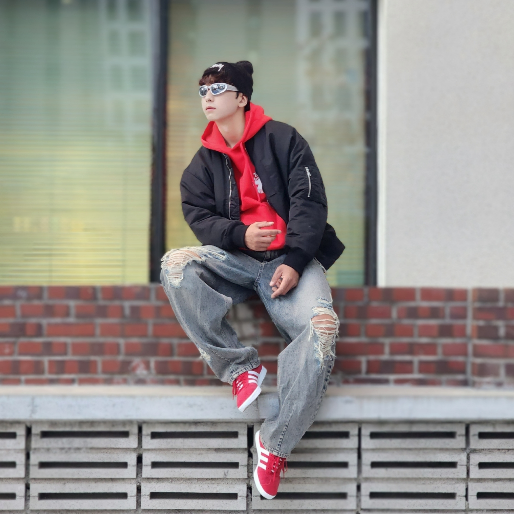 Stussy Big Stock Cuff Beanie Black, Stussy Beach Roots Hoodie Red 착용 스타일 - 5