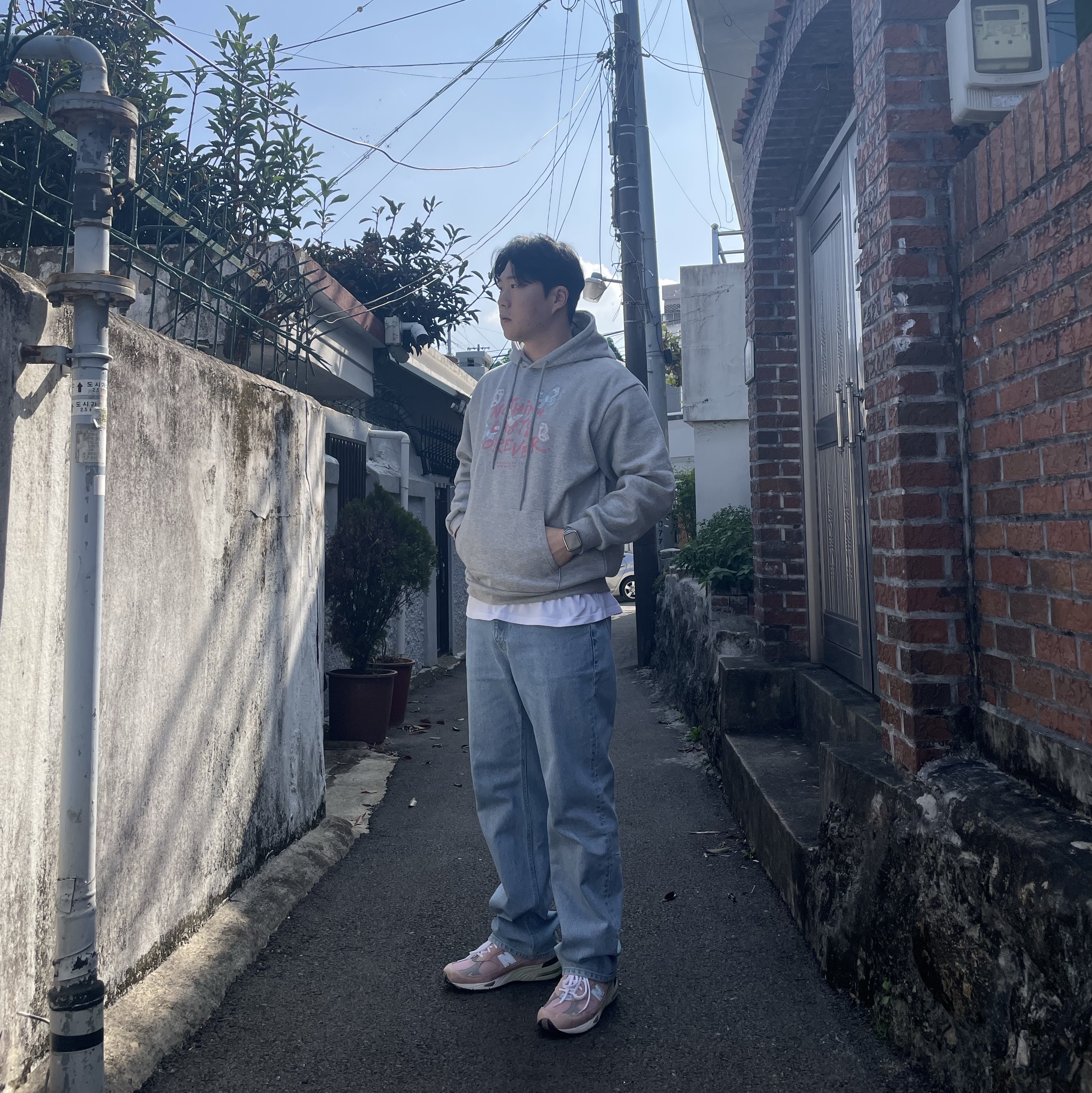 New Balance 991 Made in UK Shy Pink 착용 스타일