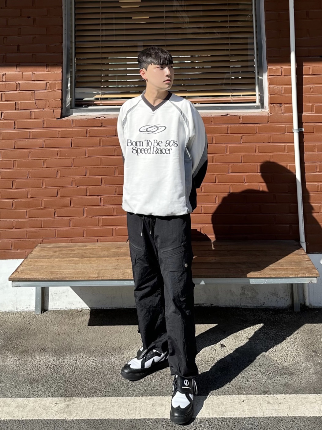 Nike x Peaceminusone Kwondo1 Black and White 착용 스타일 - 1