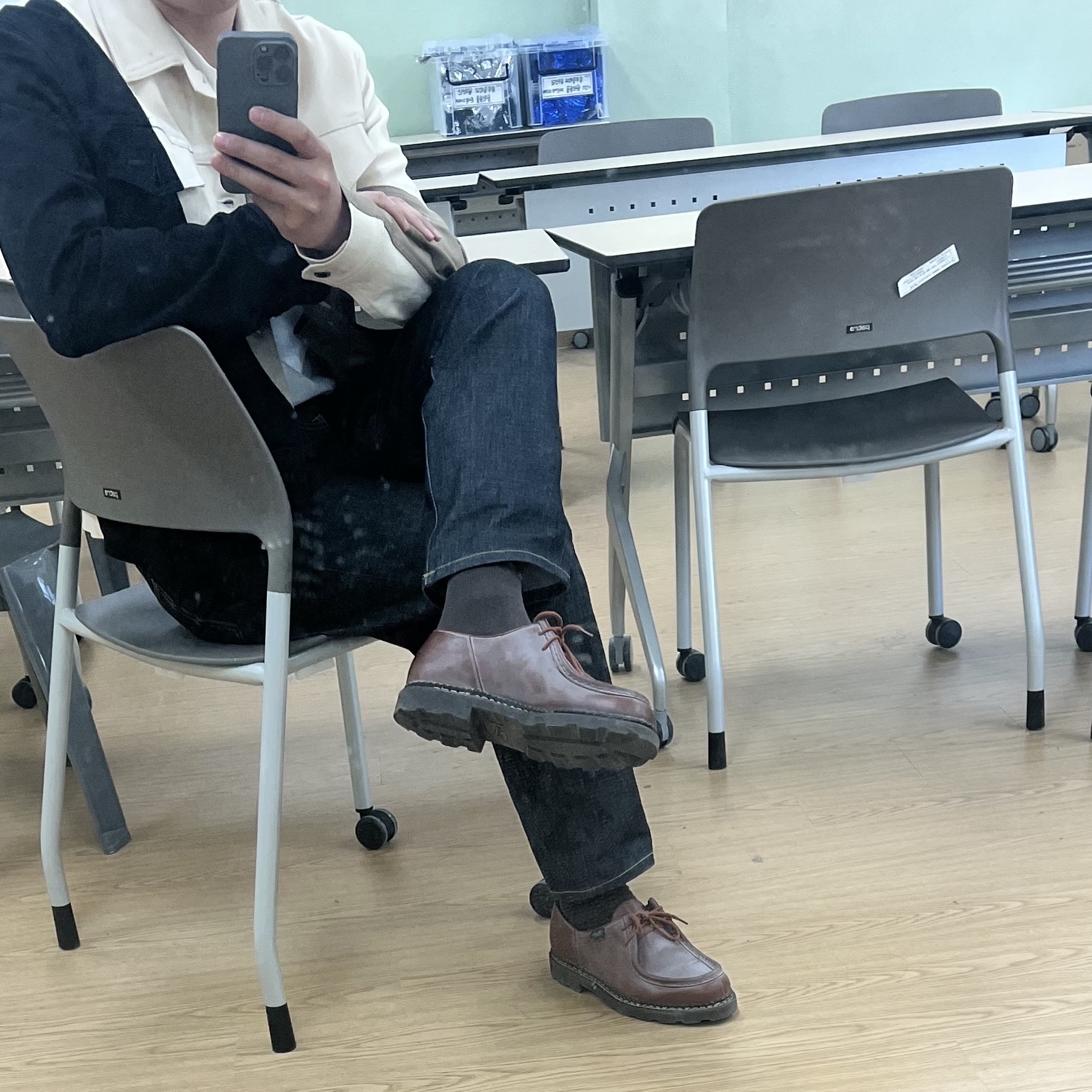 Paraboot Michael Lisse Marron 착용 스타일