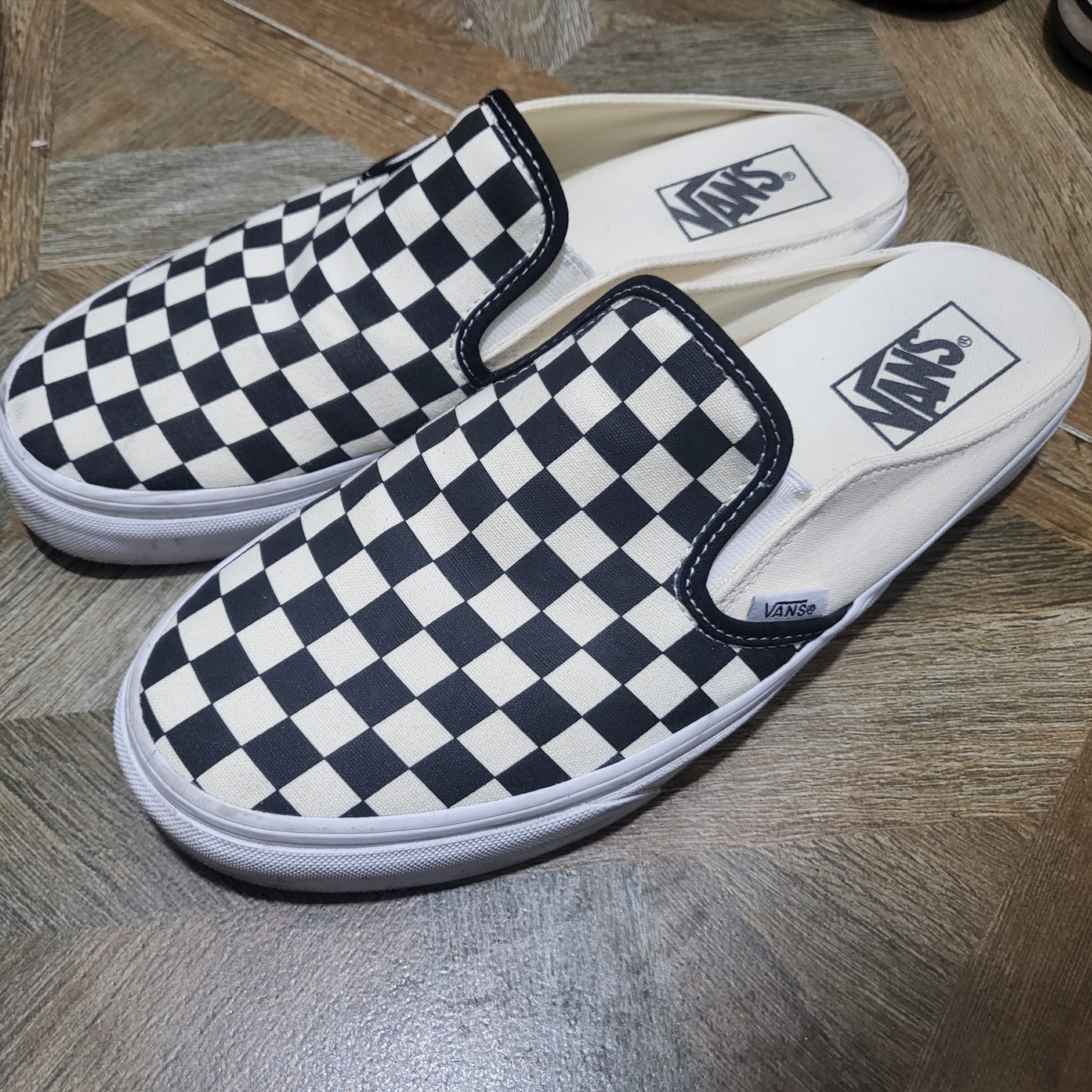 Vans Classic Slip-On Mule Checkerboard Black White 착용 스타일