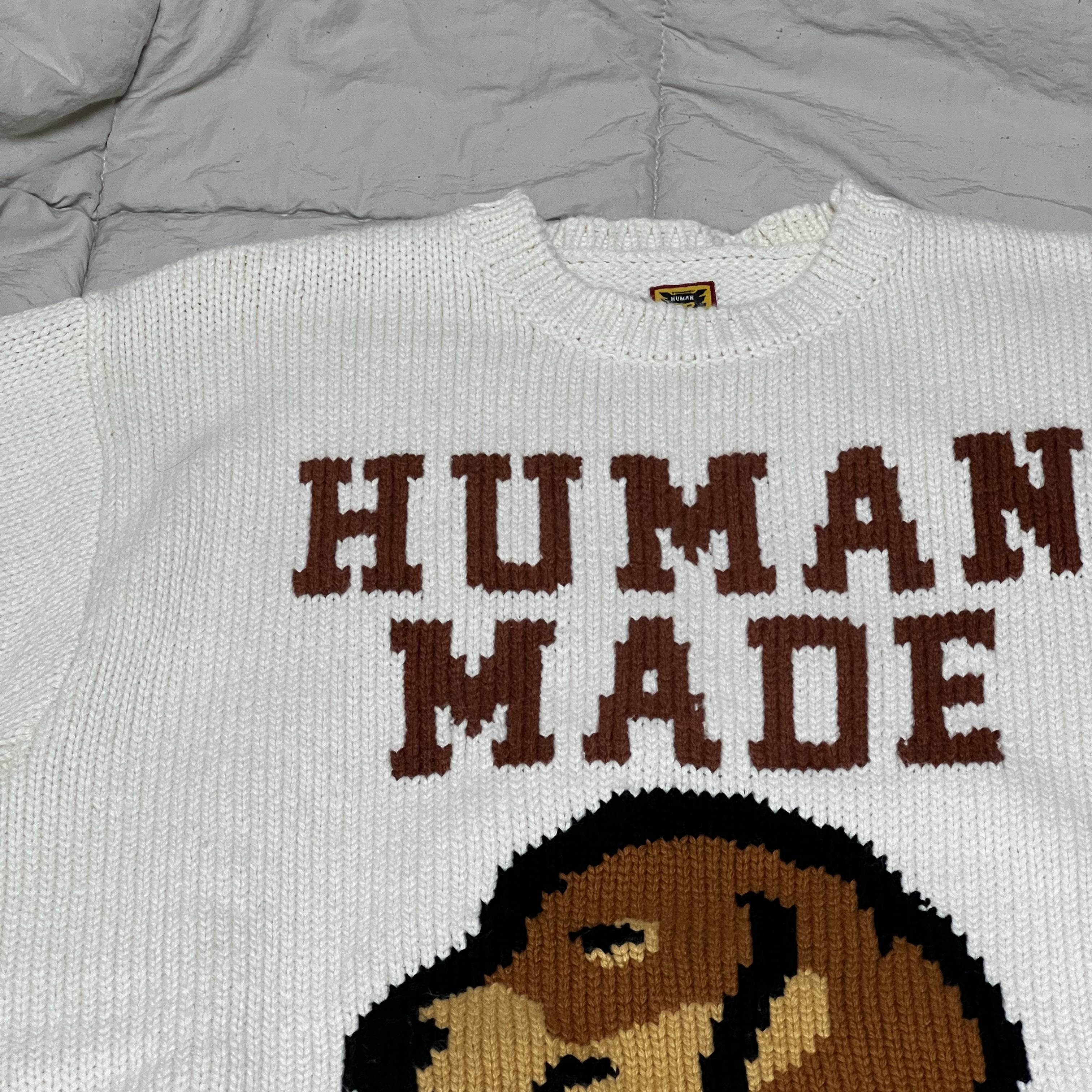 Human Made Dachs Knit Sweater White 착용 스타일 - 1