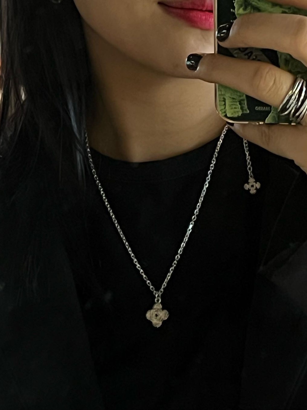 Scudo Shell Drop Plain Necklace Extrabold 착용 스타일 - 2