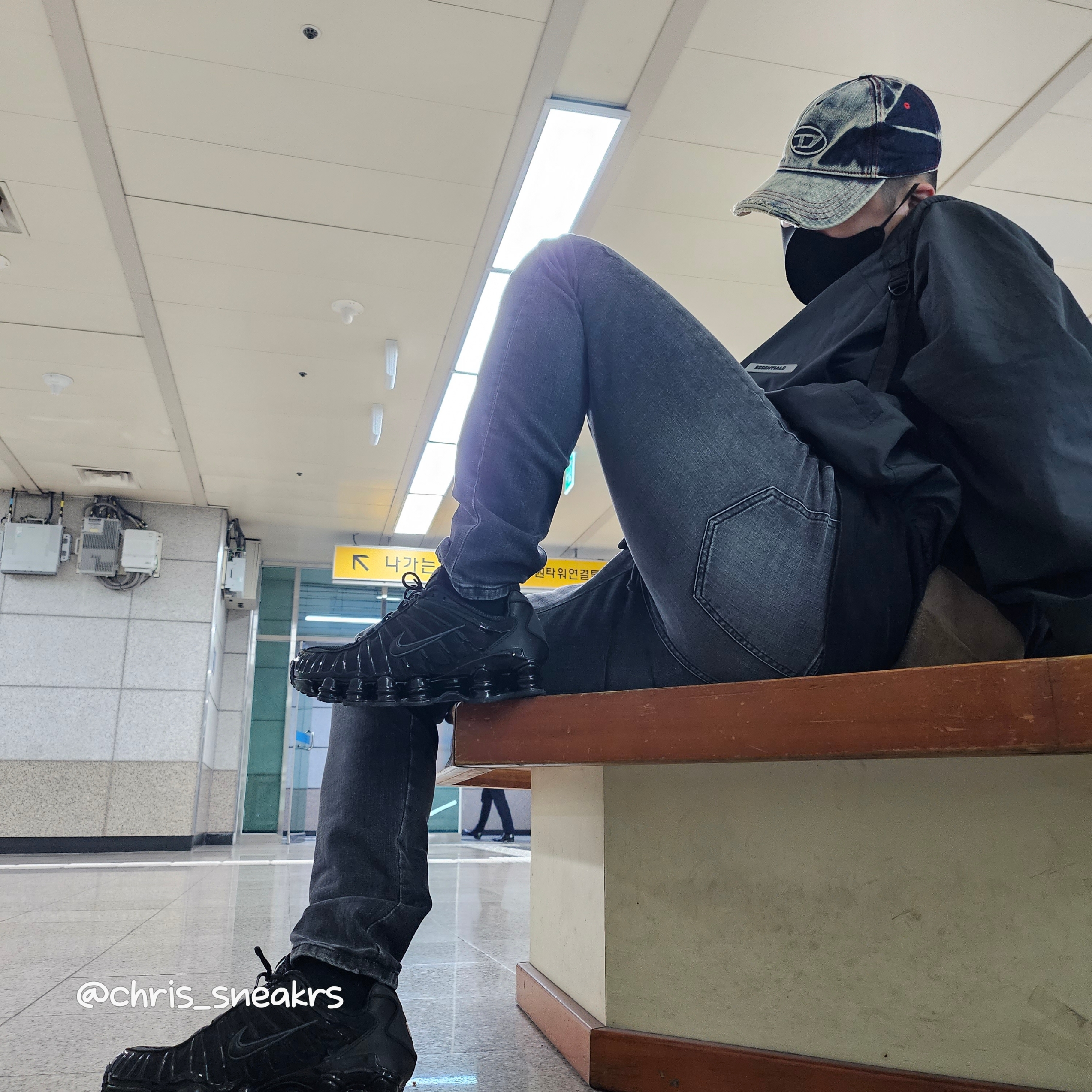Diesel C-Seymon Treated Denim Baseball Cap Blue White, Essentials Track Jacket Black - 20FW 착용 스타일 - 5