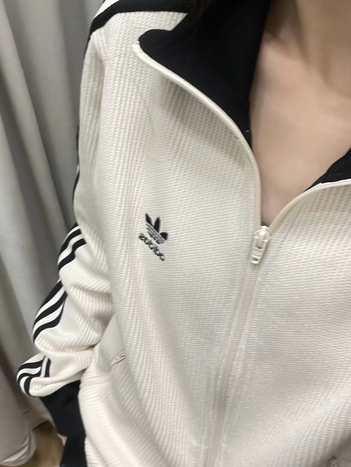 Adidas Adicolor Classic Waffle Beckenbauer Track Jacket Wonder White - KR Sizing 착용 스타일