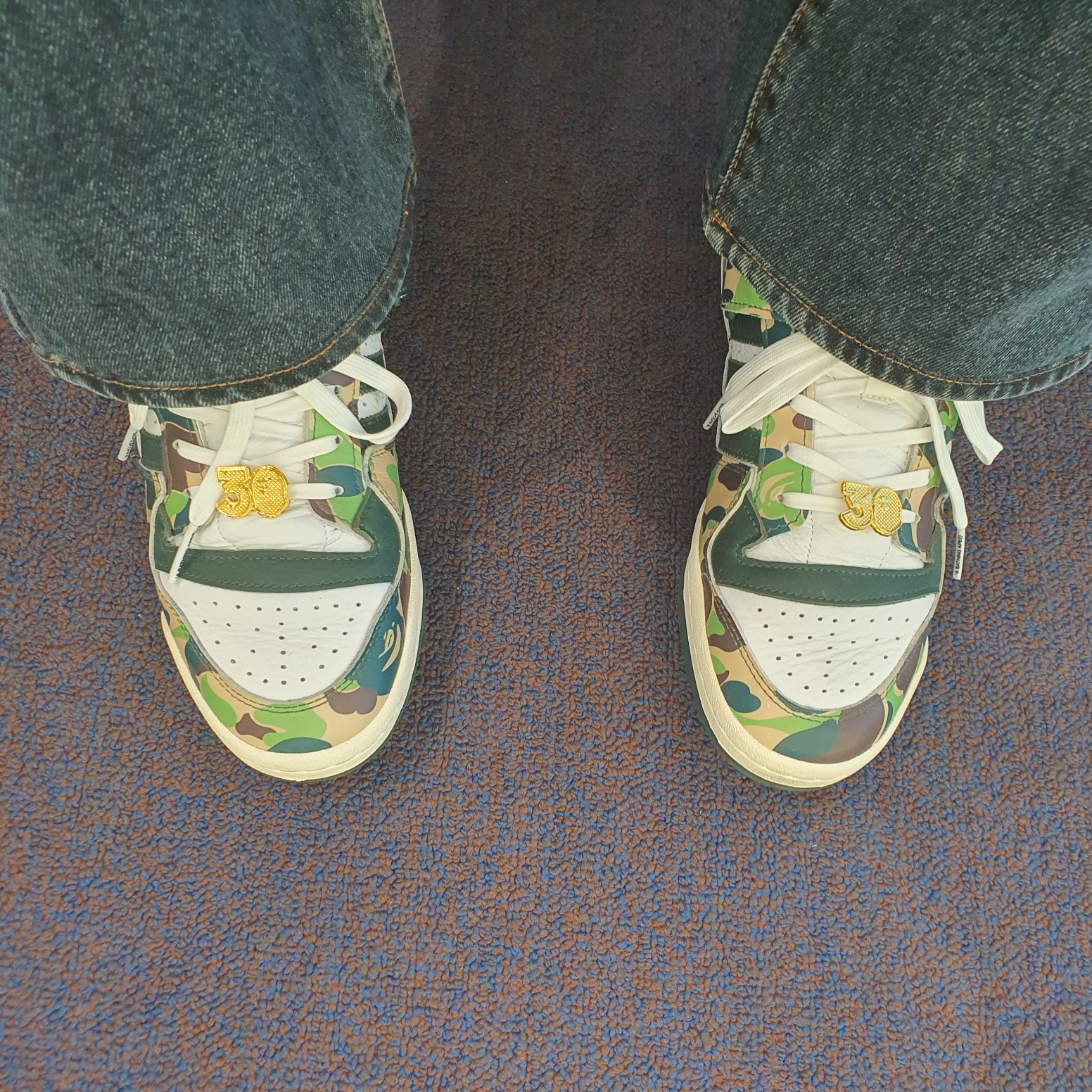 Adidas x BAPE Forum 84 Low Green Camo 착용 스타일 - 4
