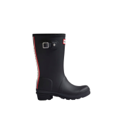 (Kids) Hunter Original Large Back Stripe Rain Boots Black