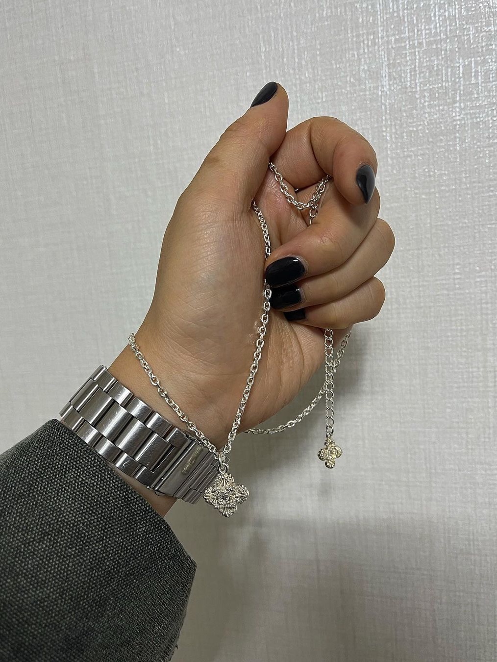 Scudo Shell Drop Plain Necklace Extrabold 착용 스타일 - 5