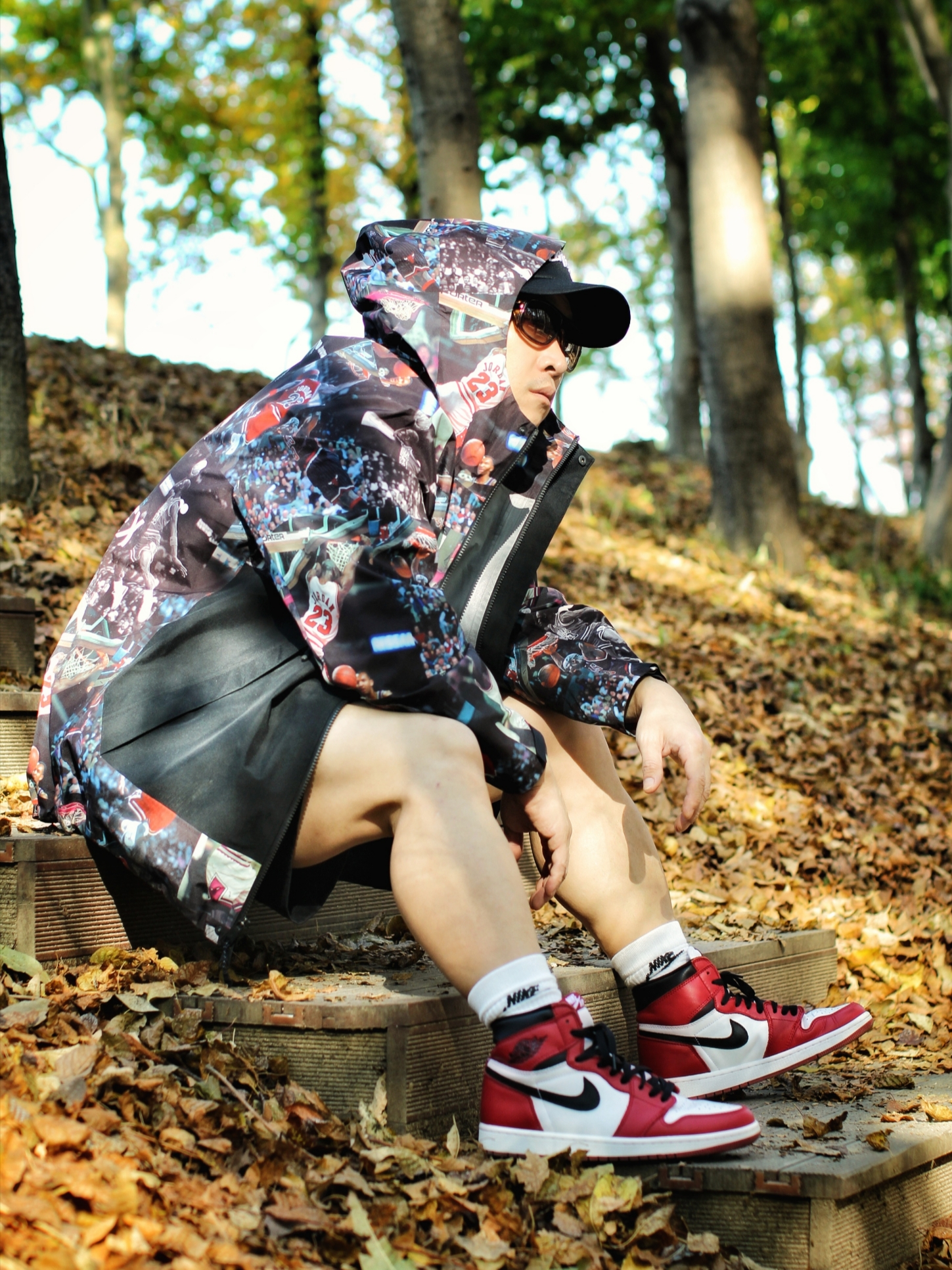 Jordan Flight  Heritage Jacket Black, Nike ACG Cargo Shorts Black - Asia 착용 스타일 - 1