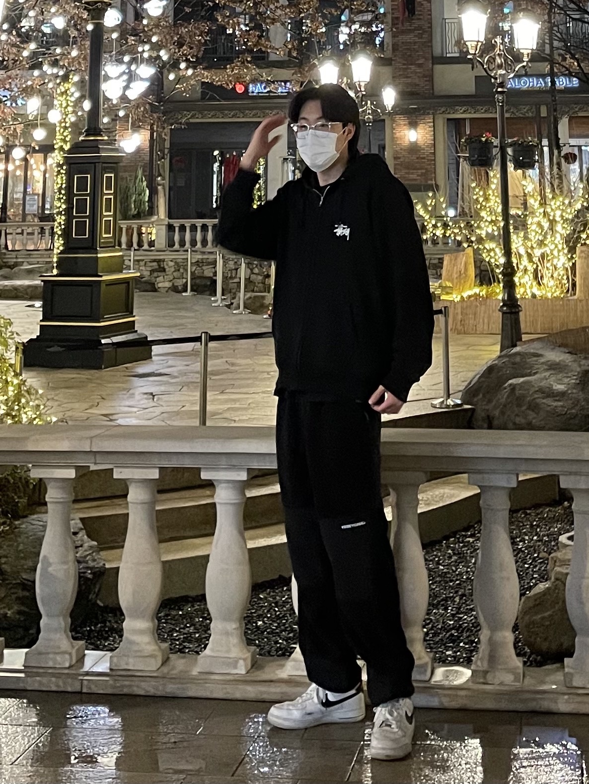 Nike Air Force 1 '07 White Black, Stussy Basic Stussy Zip Hoodie Black 2021 착용 스타일 - 2