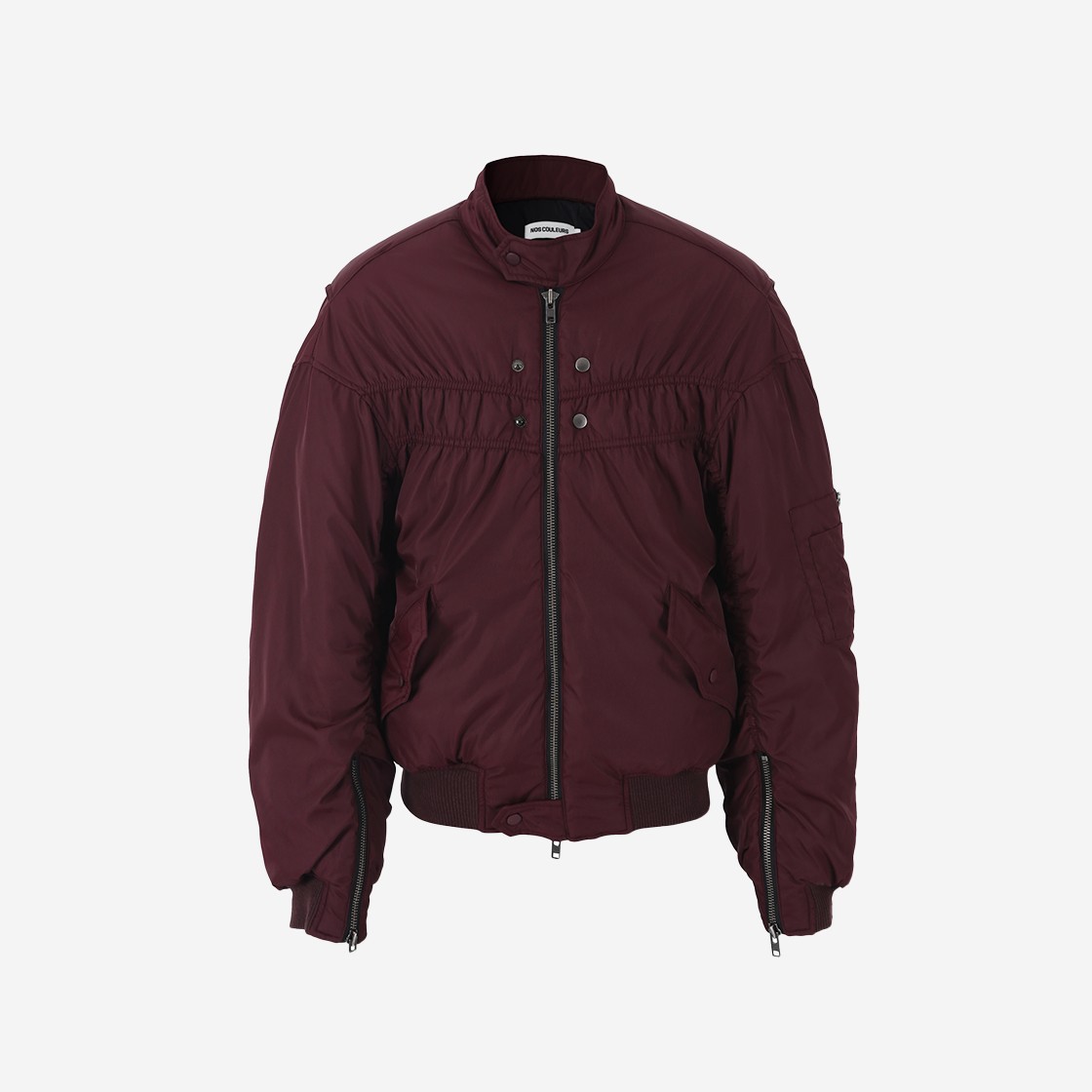 Nos Couleurs Biker Bomber Jacket Burgundy 상세 이미지 1