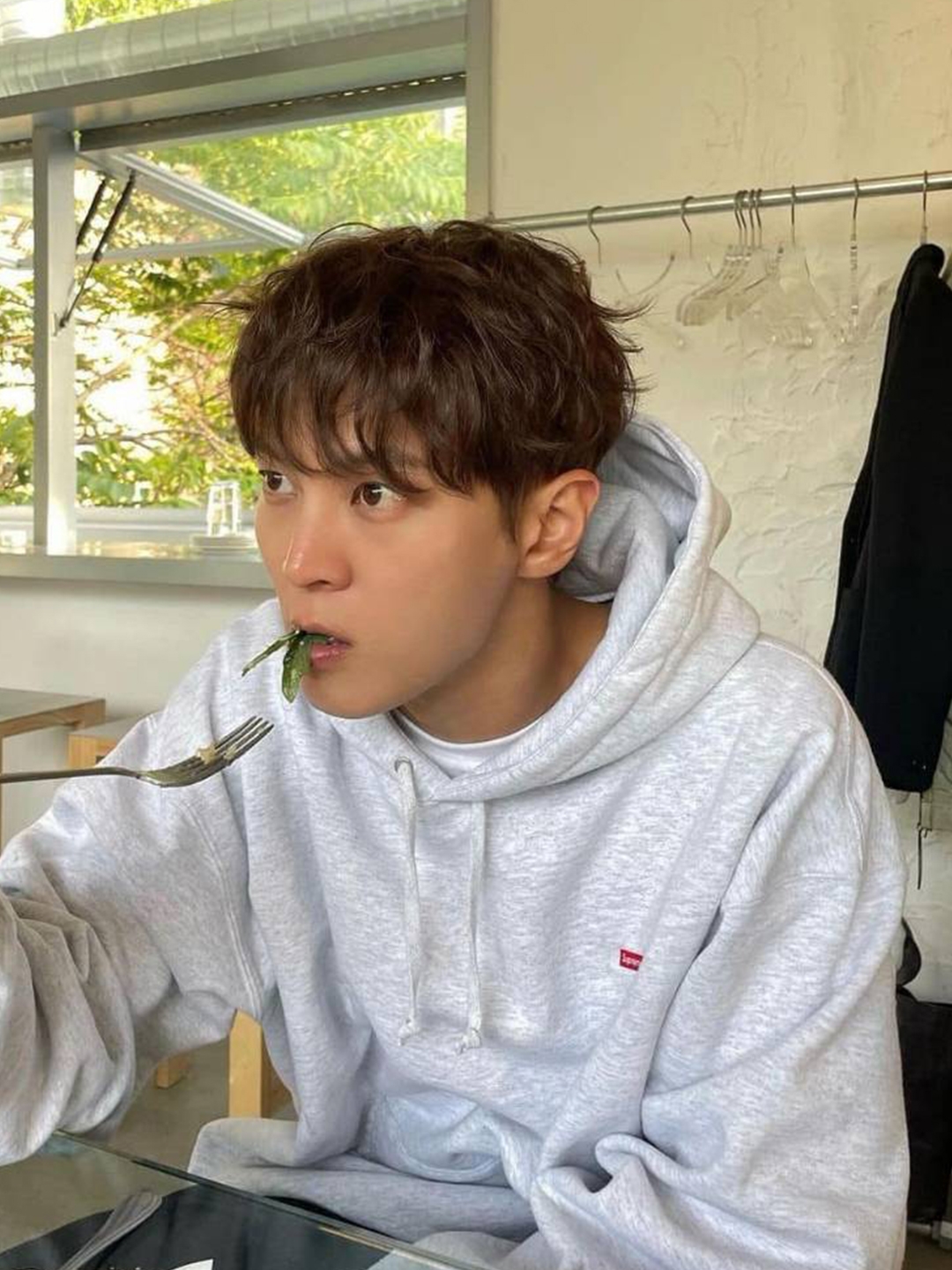 Supreme Small Box Hooded Sweatshirt Ash Grey - 23SS, Supreme Inside Out Box Logo Hooded Sweatshirt Heather Grey - 23SS 착용 스타일 - 2