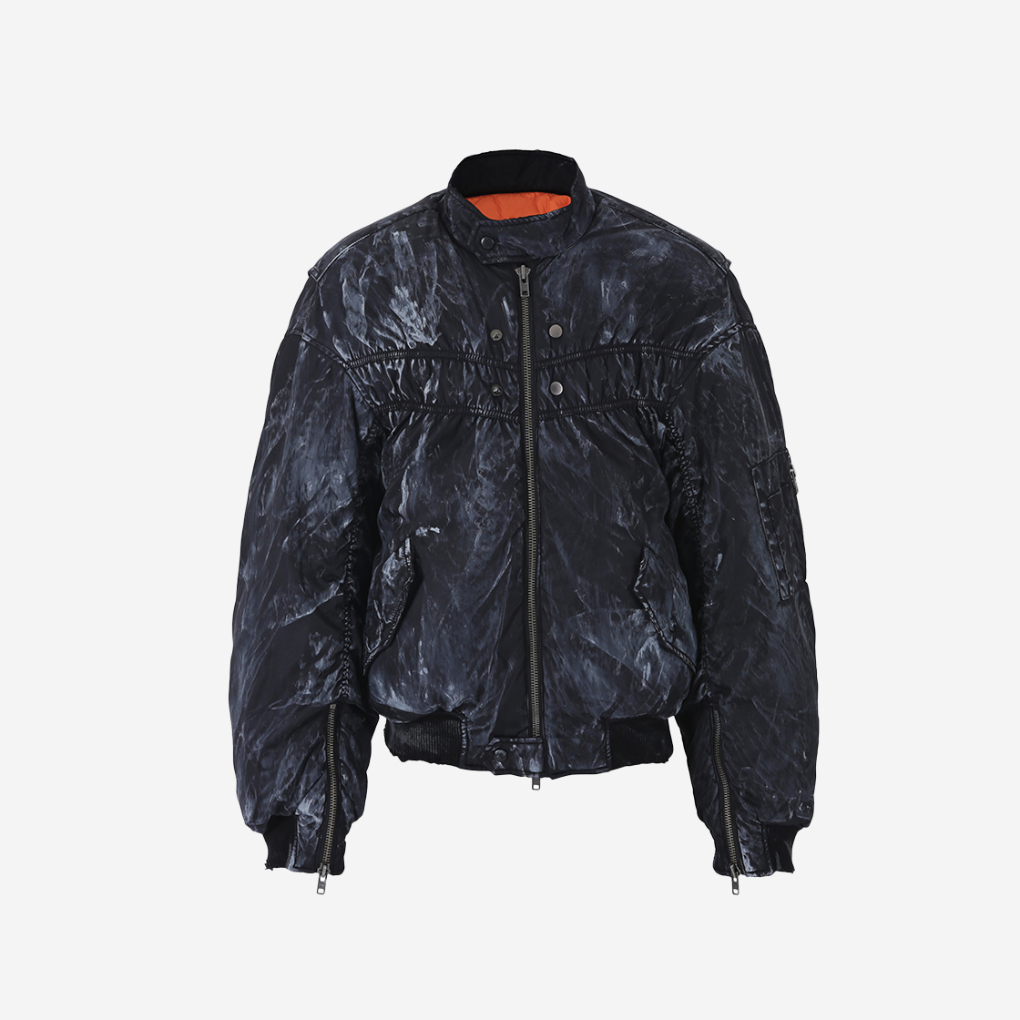 노쿨러스 바이커 봄버 자켓 워시드 블랙