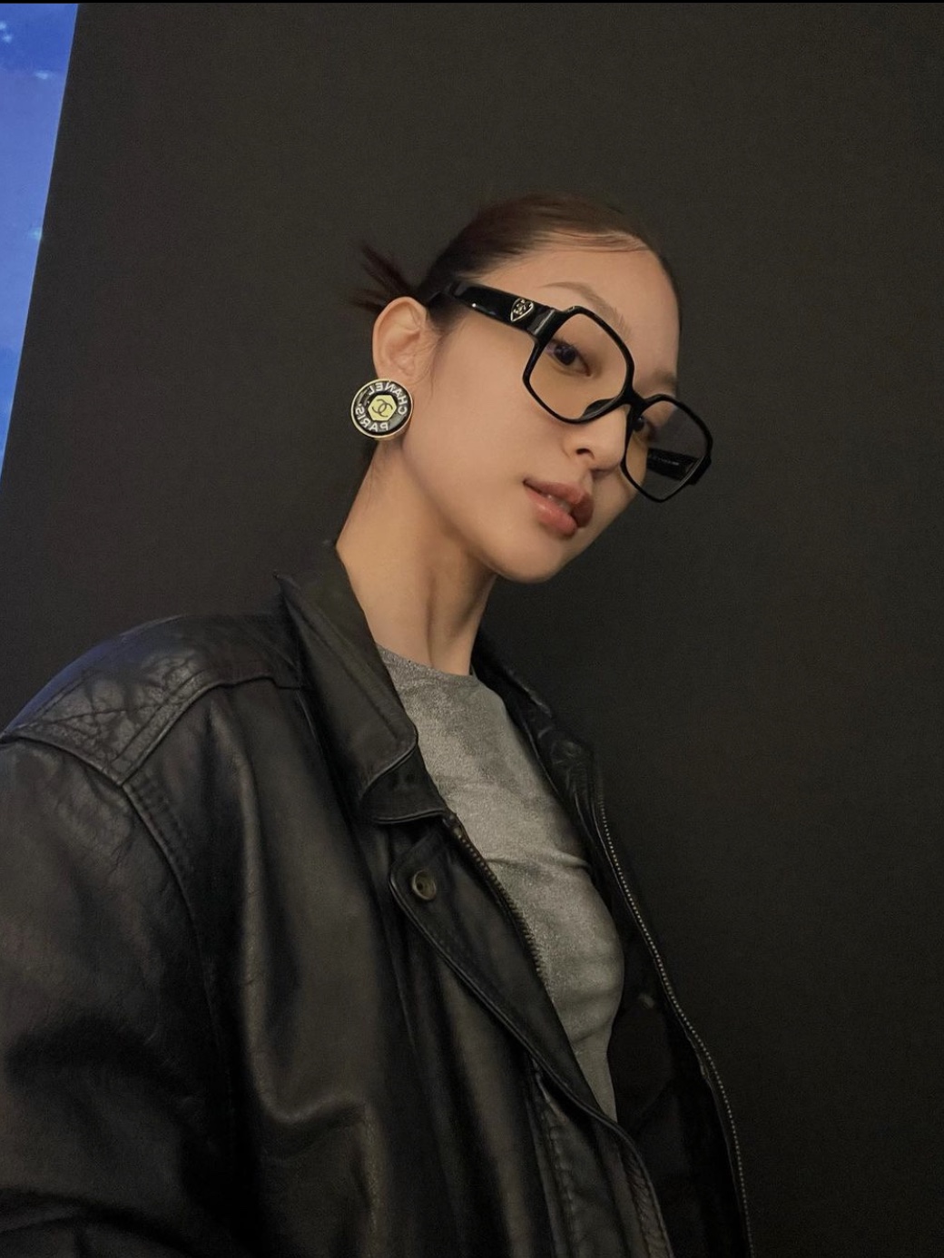 Chanel Square Blue Light Glasses Acetate & Black Asian Fit 착용 스타일