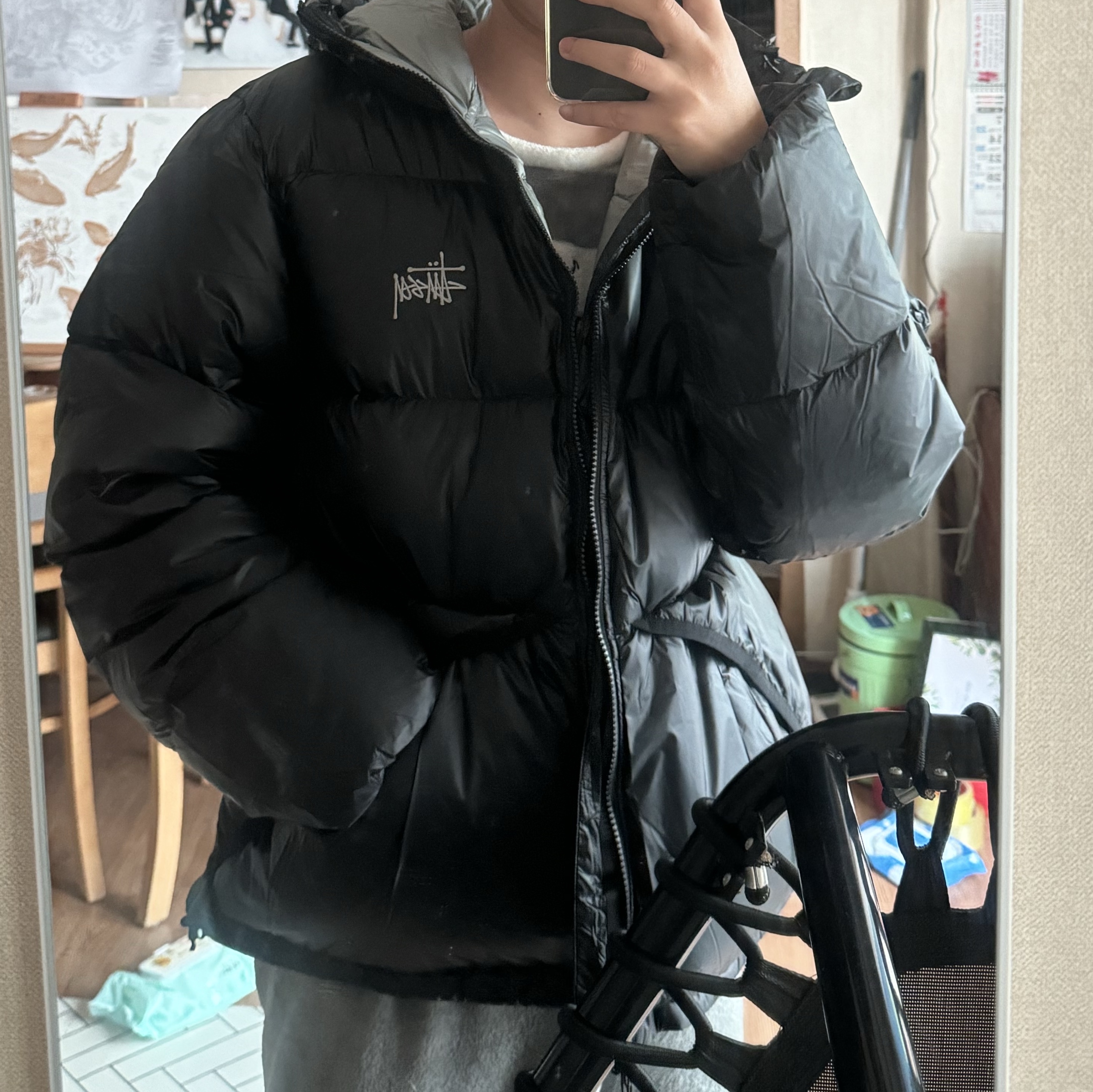 Stussy Down Parka Micro Ripstop Phantom Black 착용 스타일
