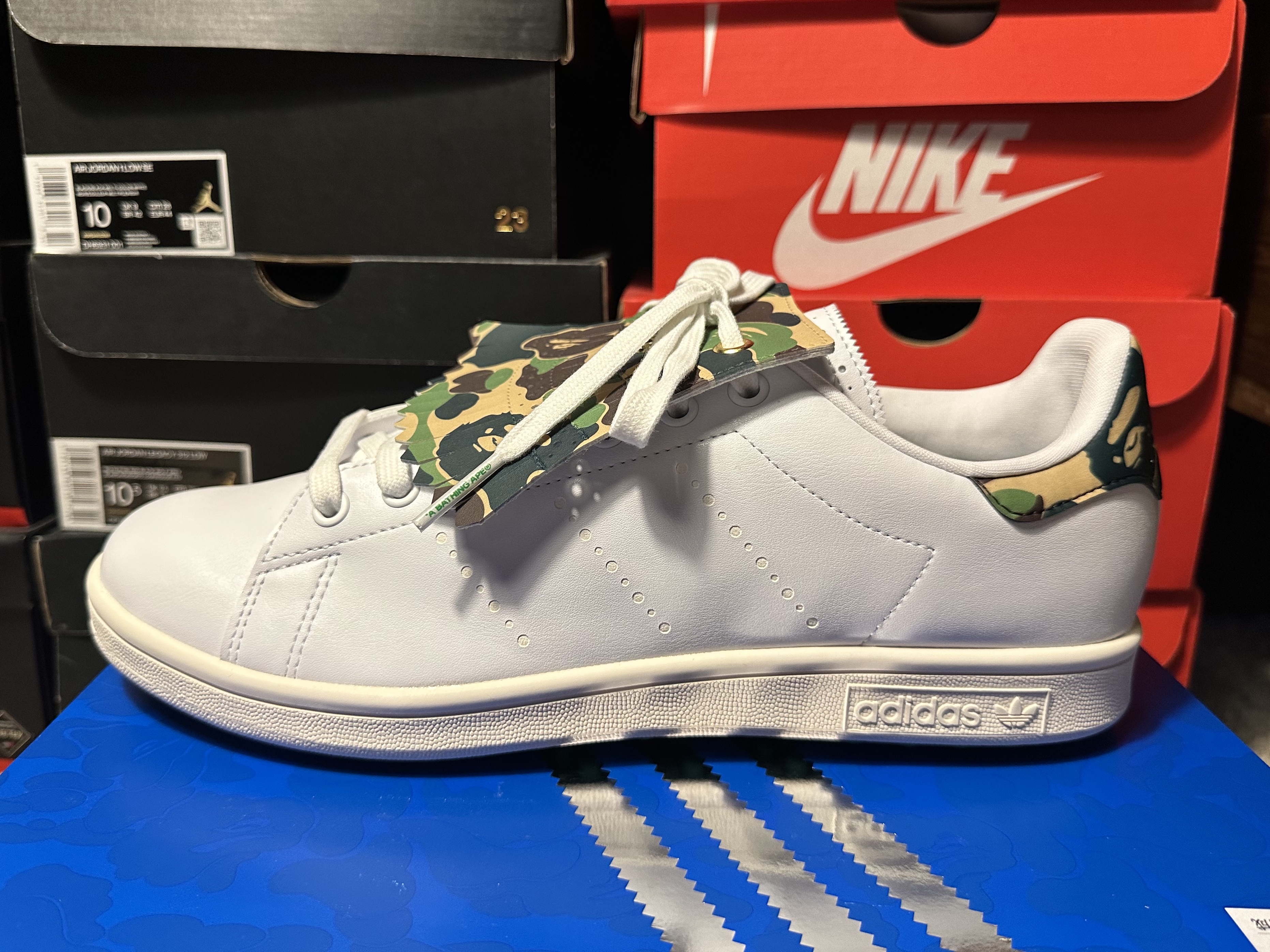Adidas x BAPE Stan Smith Golf Cloud White Green 착용 스타일 - 4