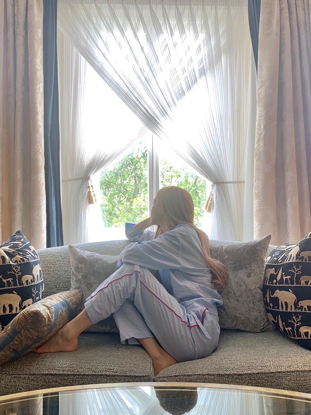 (W) Sleepy Jones Marina Pajama Set Pink End on End, Tekla x Birkenstock Sleeping Shirt Mauve Stripes 착용 스타일 - 5